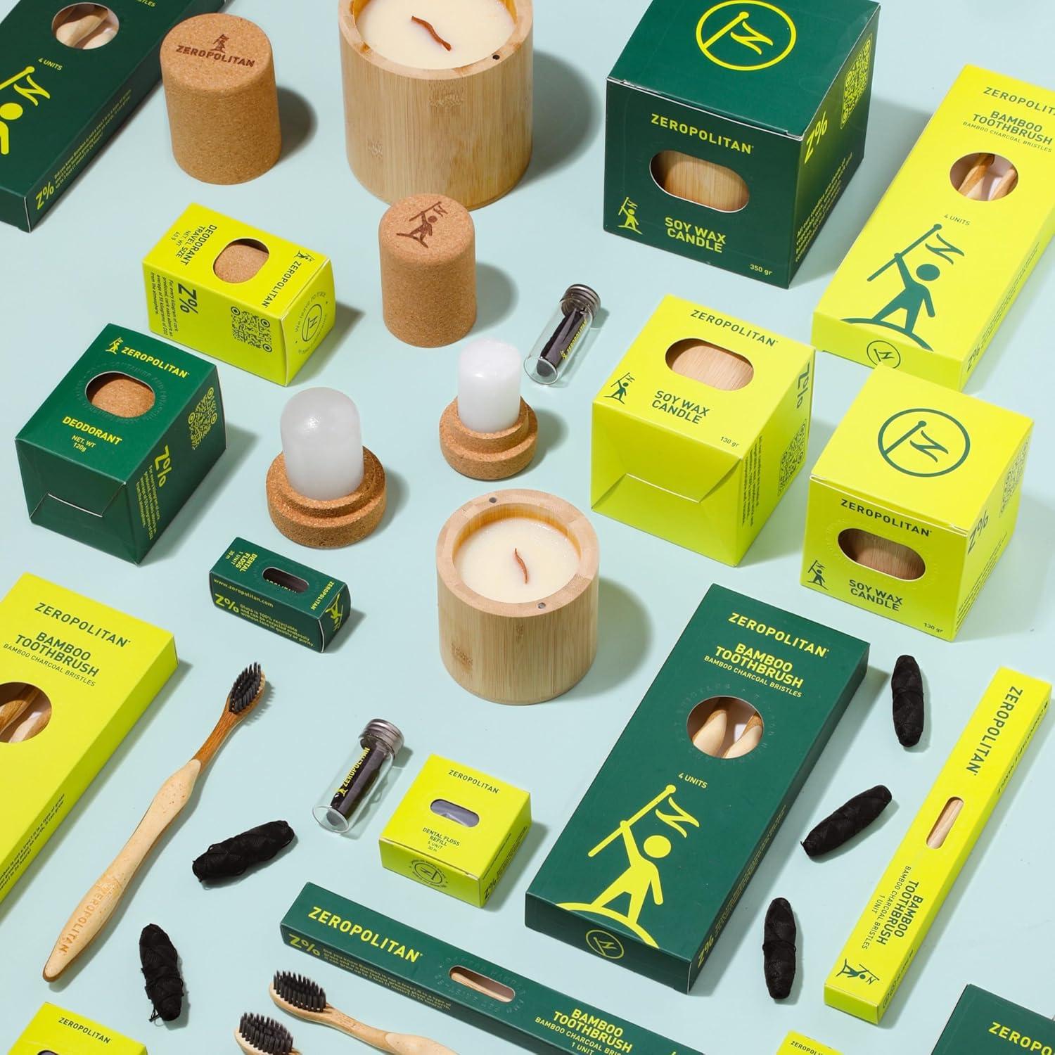 Juego de 4 Cepillos de Dientes de Bambú Zeropolitan - Cerdas Medias