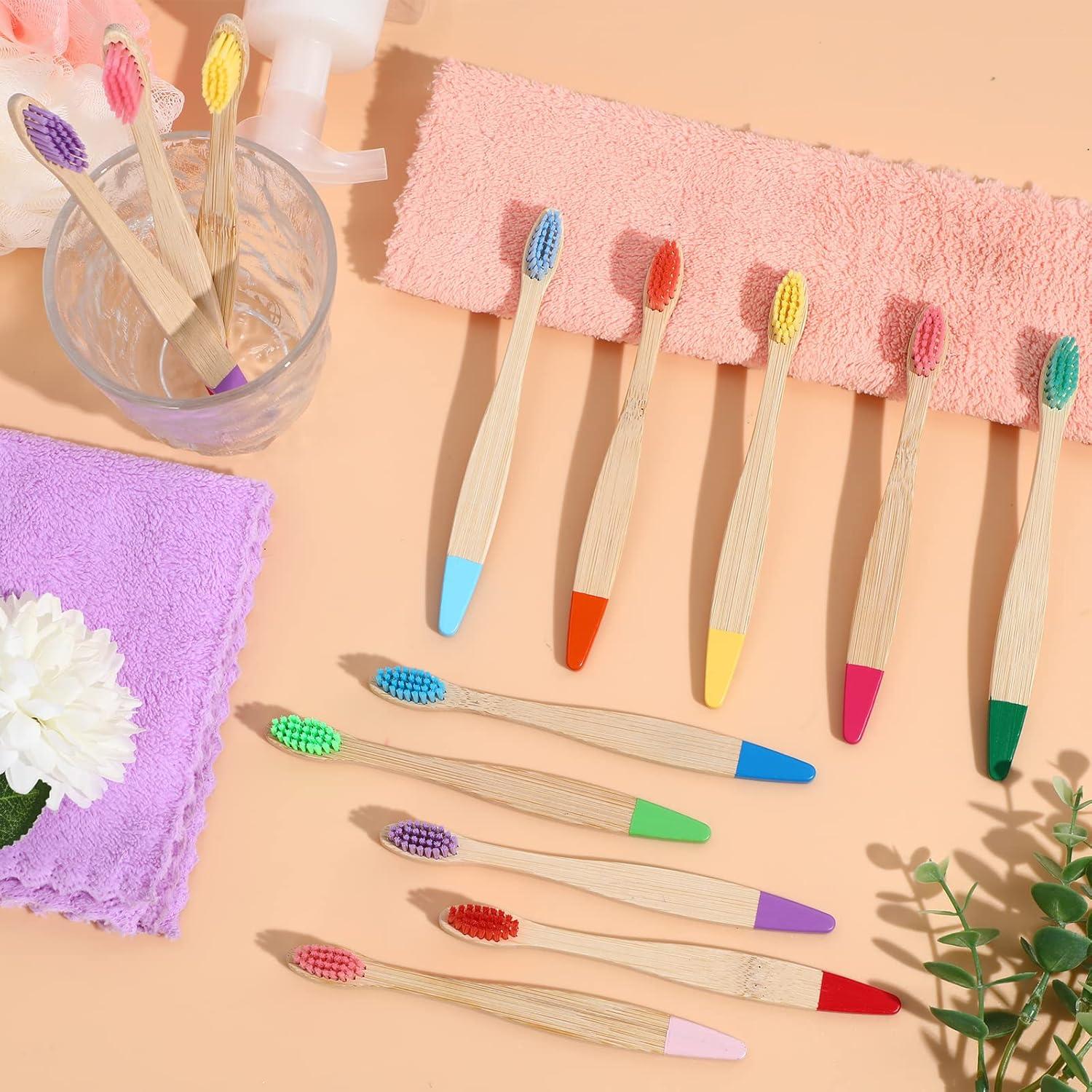 20 Cepillos de Dientes de Bambú Suaves Heentan 14.5 cm