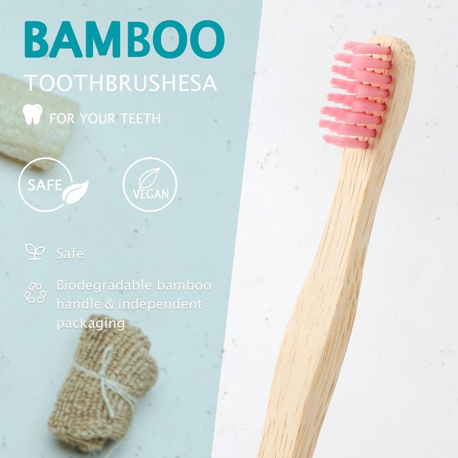 Estune 24 Cepillos de Dientes de Bambú Suave para Niños