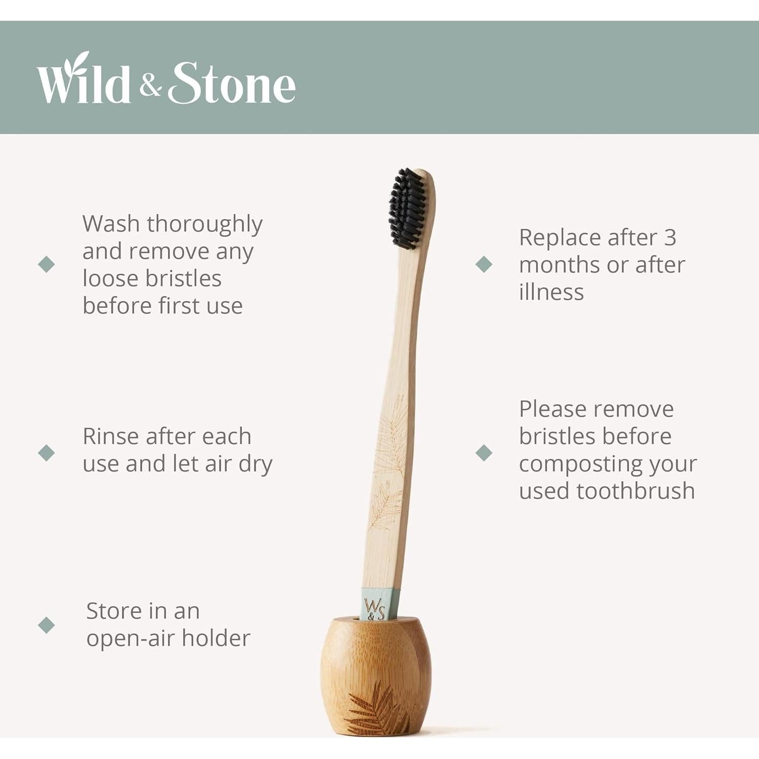 Cepillo de Dientes de Bambú Orgánico Wild & Stone - Medio