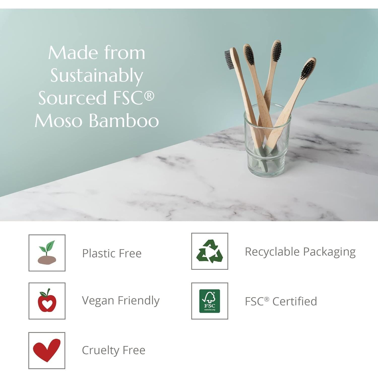 Cepillo de Dientes de Bambú Orgánico Wild & Stone - Medio