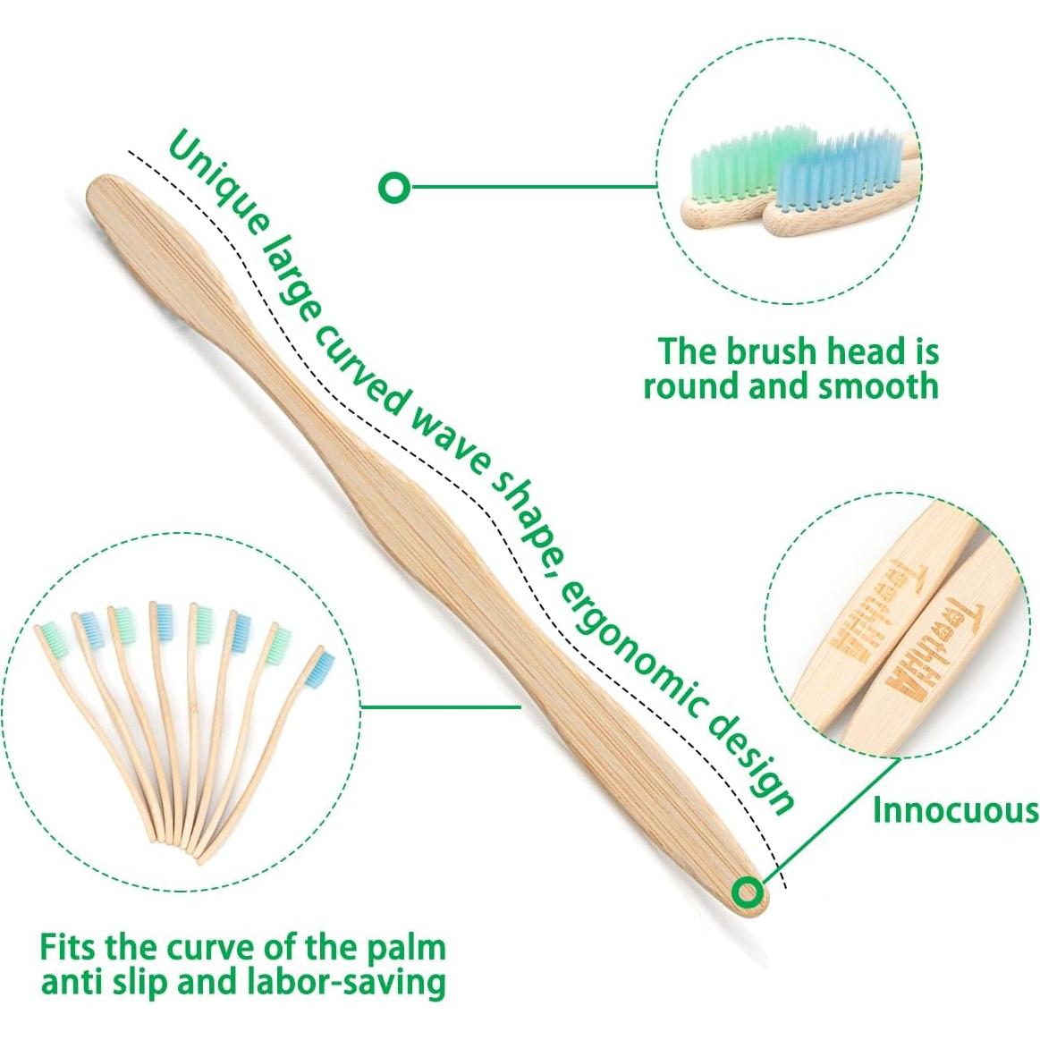 Cepillo de Dientes de Bambú Tooth HaHa Suave 8 Unidades