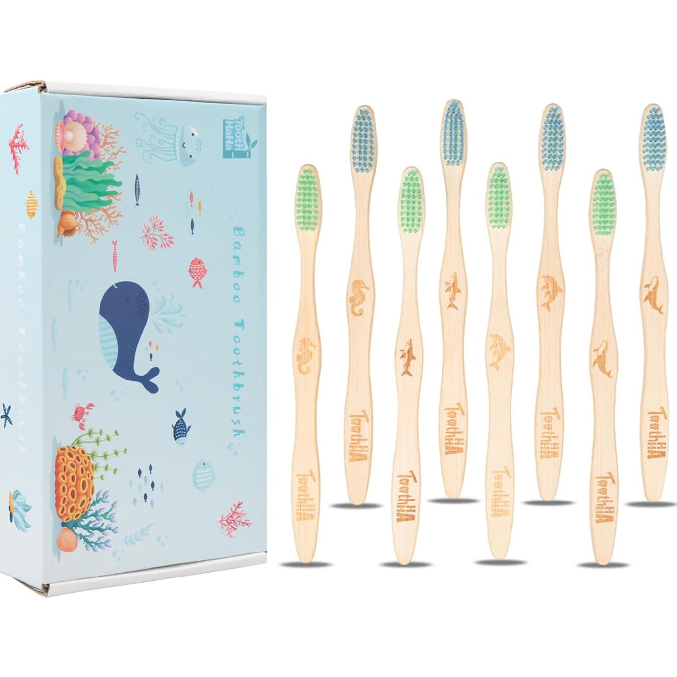 Cepillo de Dientes de Bambú Tooth HaHa Suave 8 Unidades