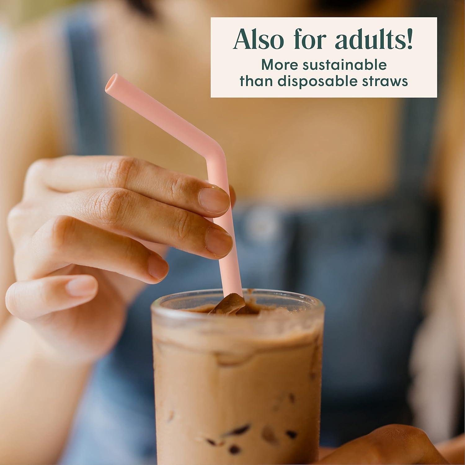 Popotes Reutilizables de Silicona Simka Rose - 6 Unidades 25.4 cm