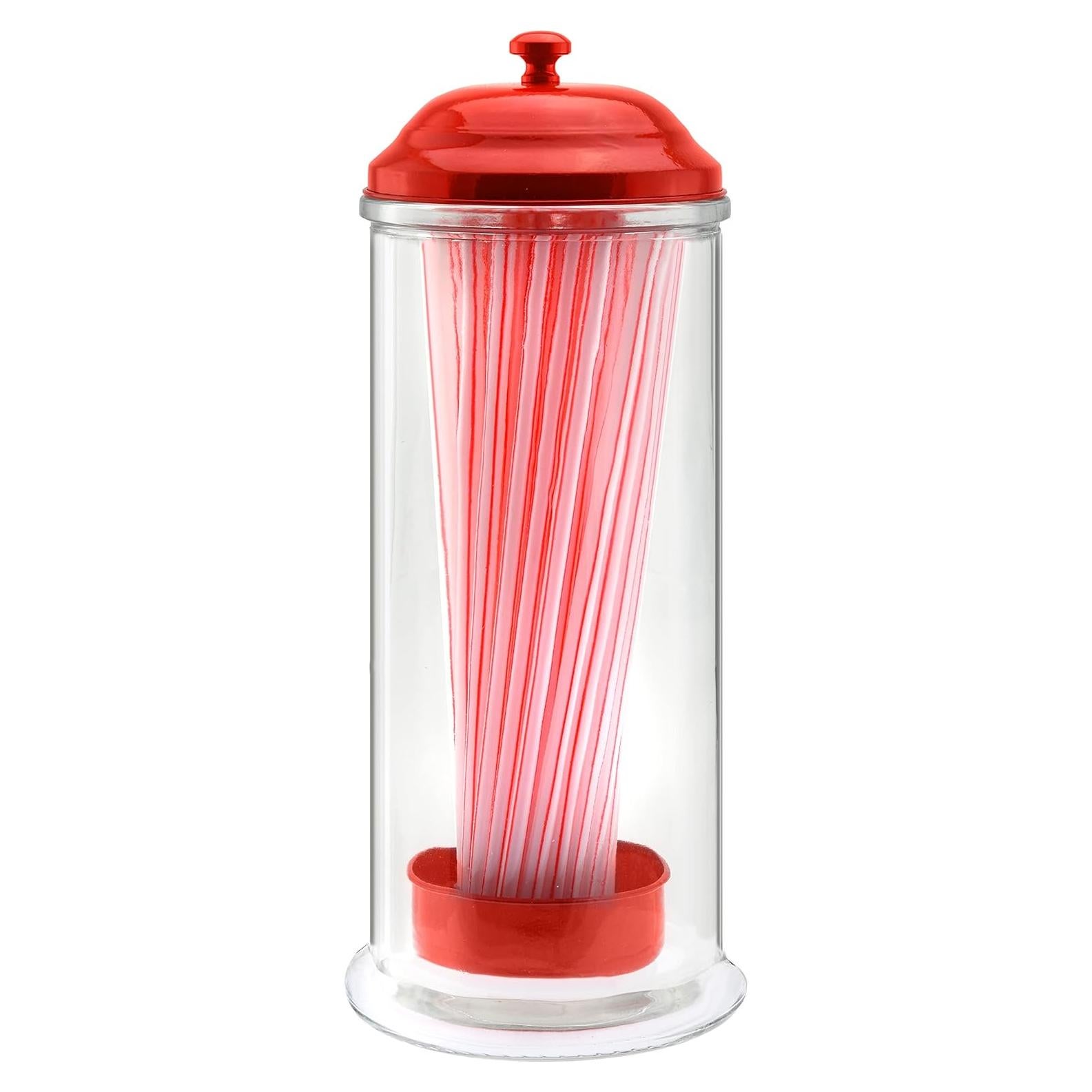 Dispensador de Pajitas GADGETWIZ con Tapa de Acero Inoxidable Rojo