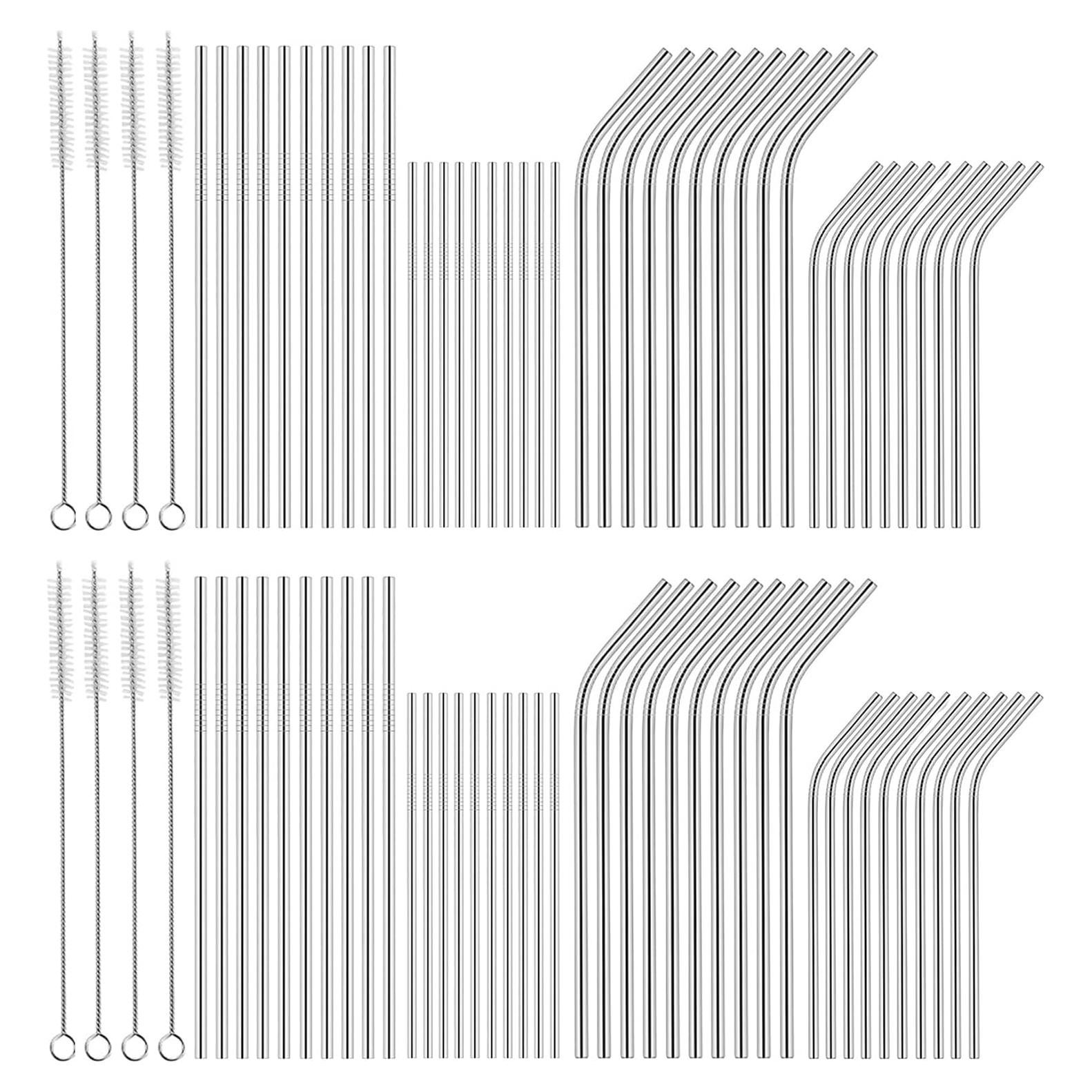 100 Pajitas Reutilizables Acero Inoxidable Tergy 21.6cm 26.7cm