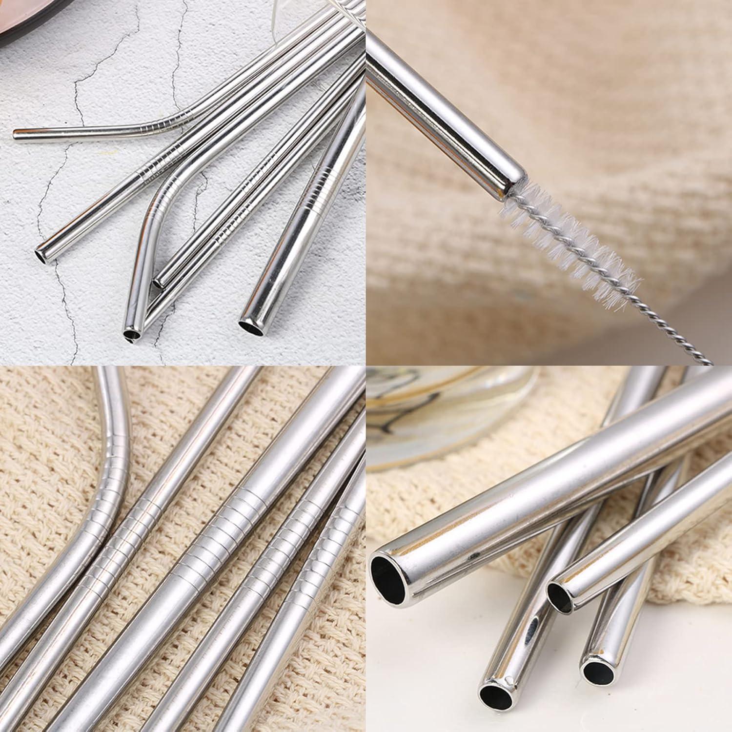 100 Pajitas Reutilizables Acero Inoxidable Tergy 21.6cm 26.7cm