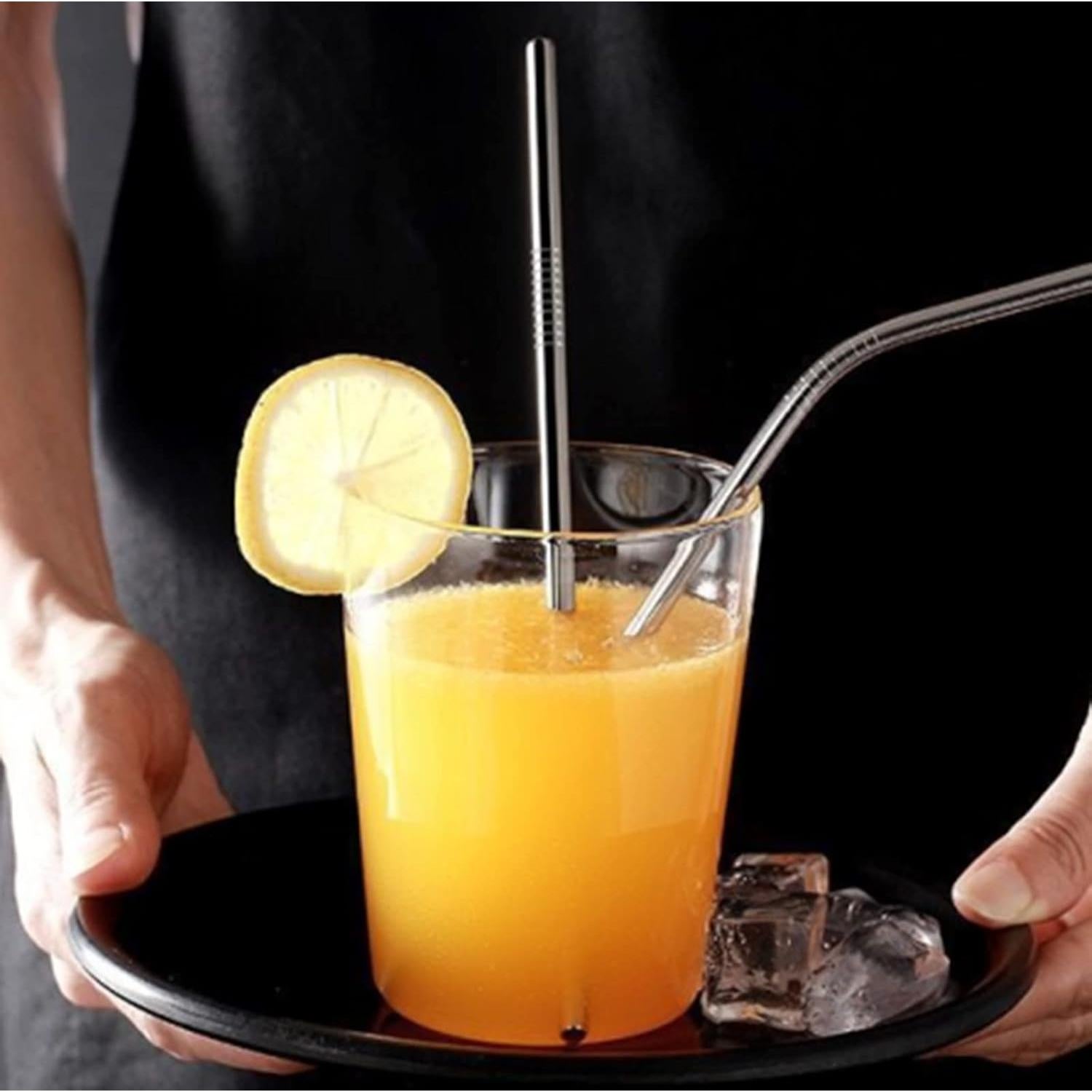 100 Pajitas Reutilizables Acero Inoxidable Tergy 21.6cm 26.7cm