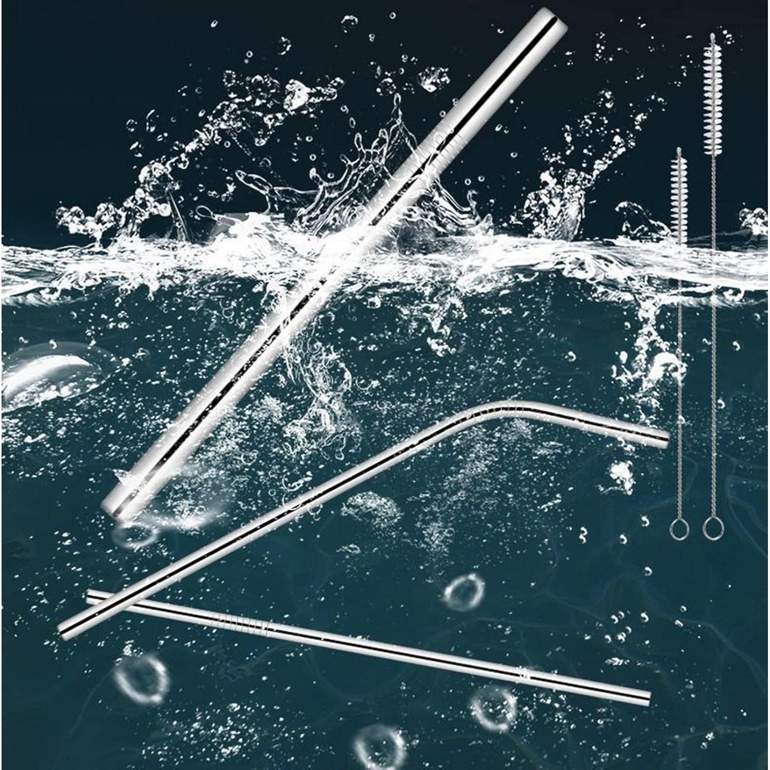 100 Pajitas Reutilizables Acero Inoxidable Tergy 21.6cm 26.7cm