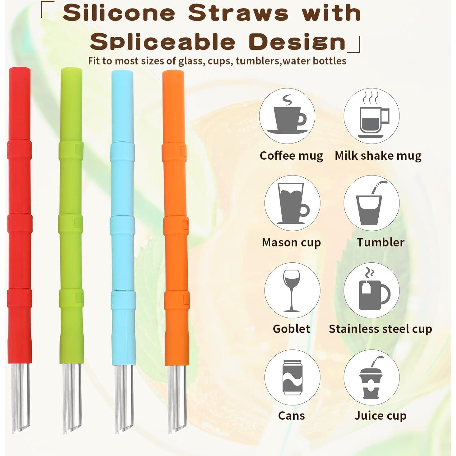 Popotes de Silicona Reutilizables Cumouna 4PCS Ajustables