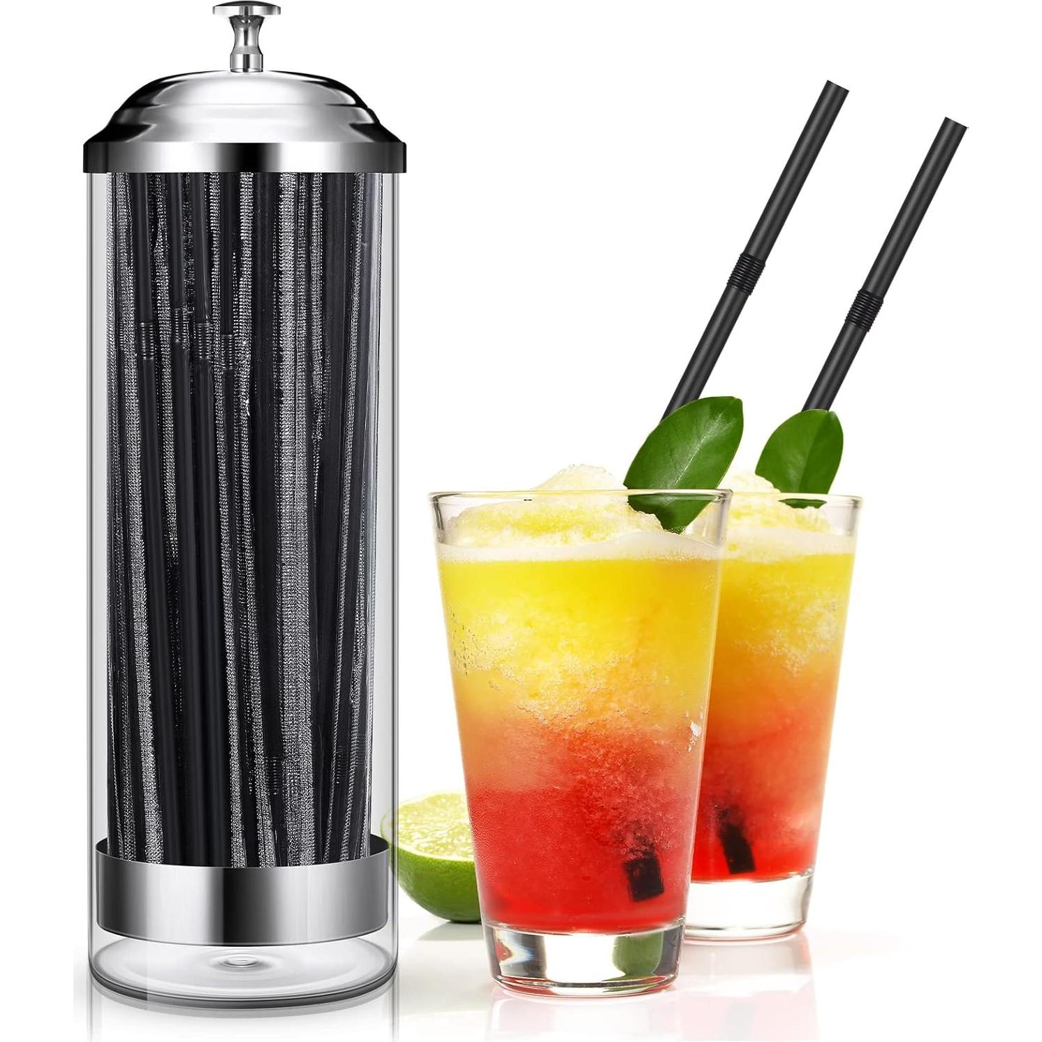 Dispensador de Pajitas Patelai con 100 Pajitas Plásticas Negro