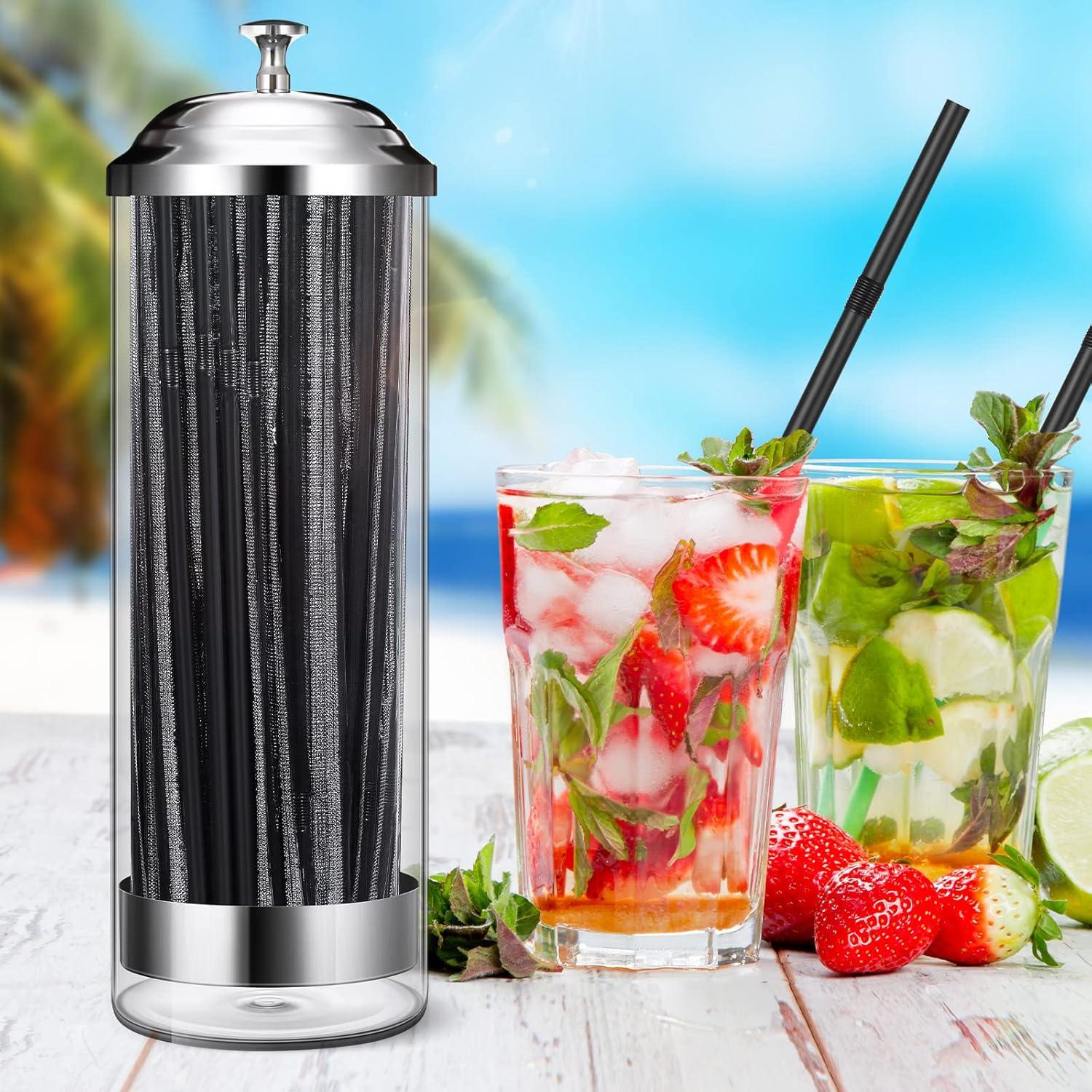 Dispensador de Pajitas Patelai con 100 Pajitas Plásticas Negro