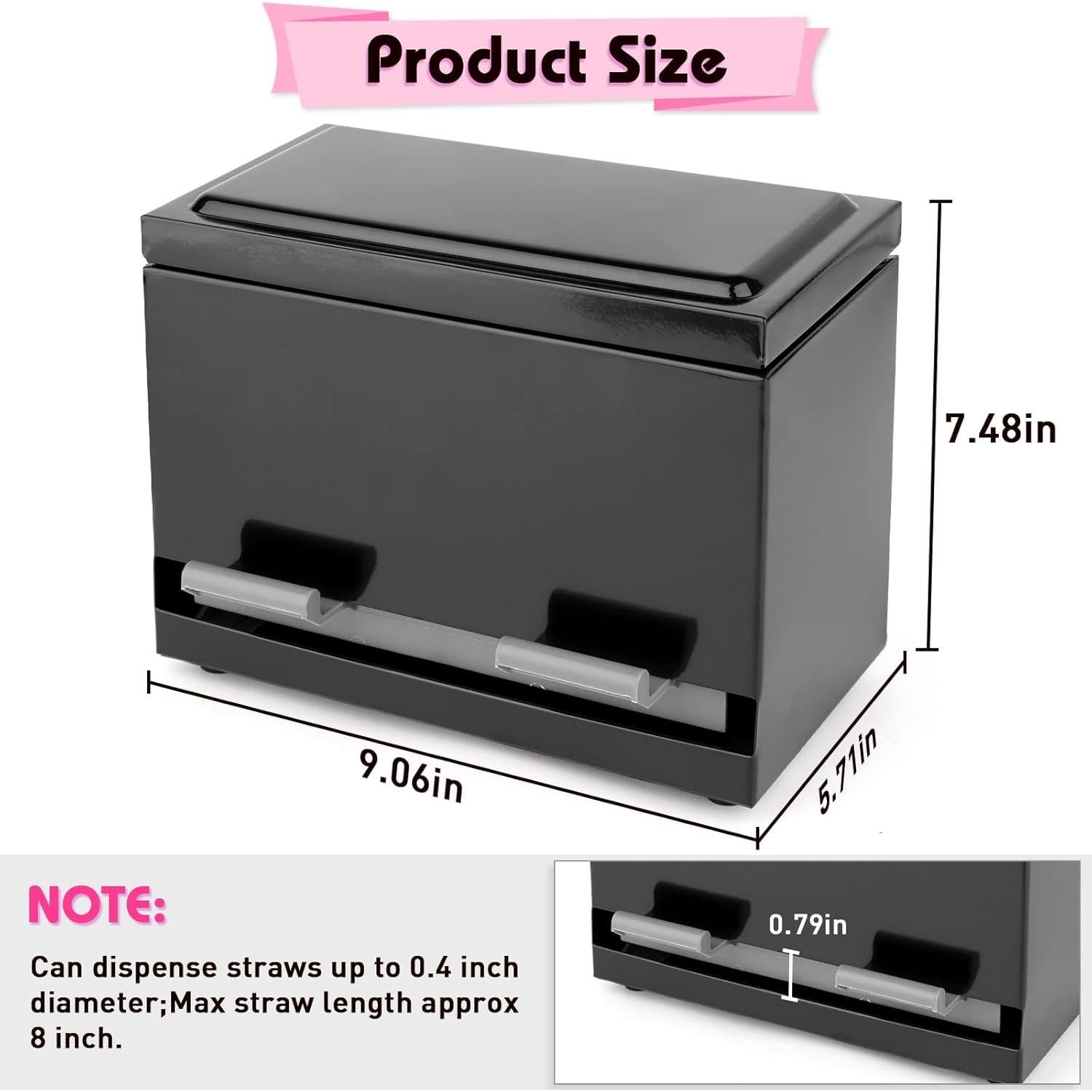 Dispensador de Pajitas Reutilizables Creproly Acero Inoxidable Negro