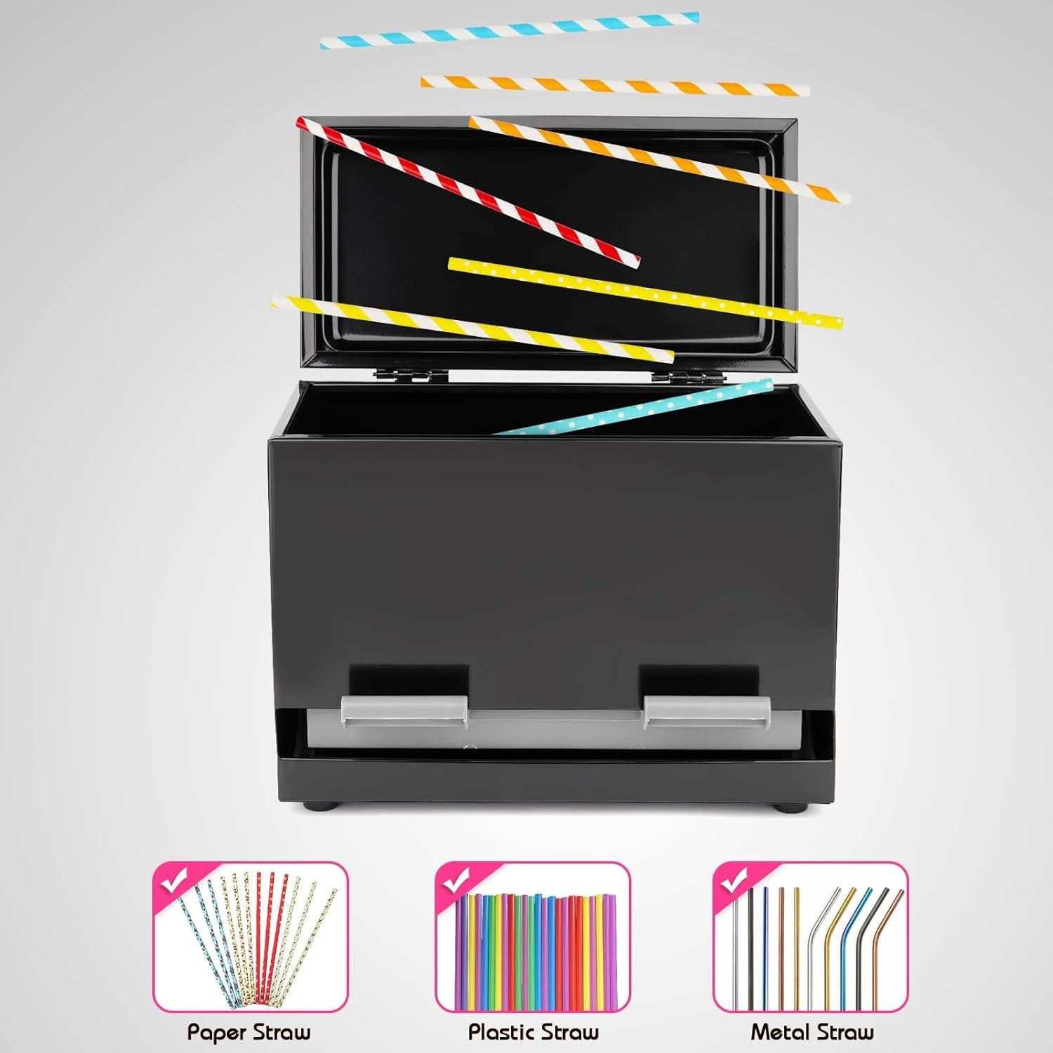 Dispensador de Pajitas Reutilizables Creproly Acero Inoxidable Negro