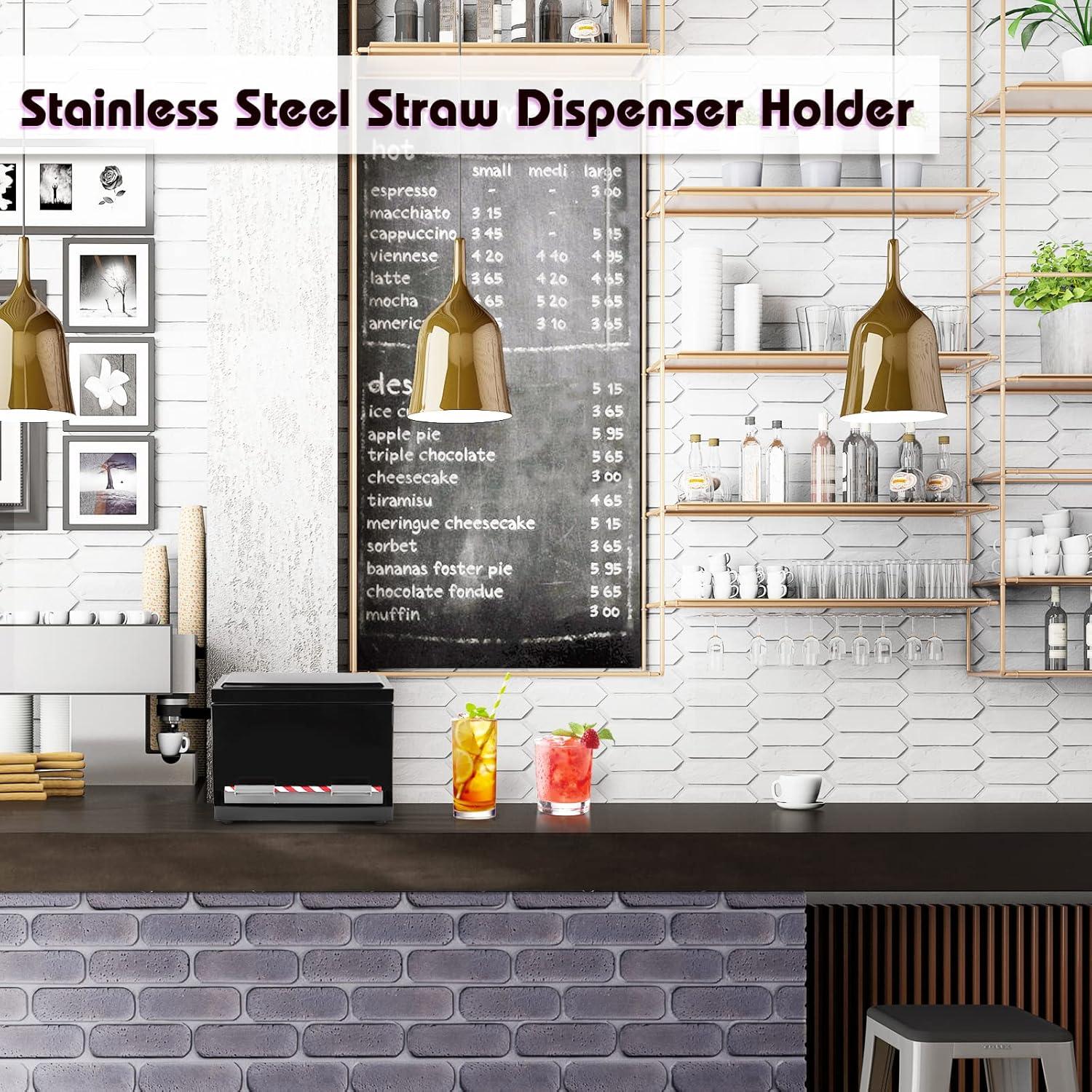 Dispensador de Pajitas Reutilizables Creproly Acero Inoxidable Negro