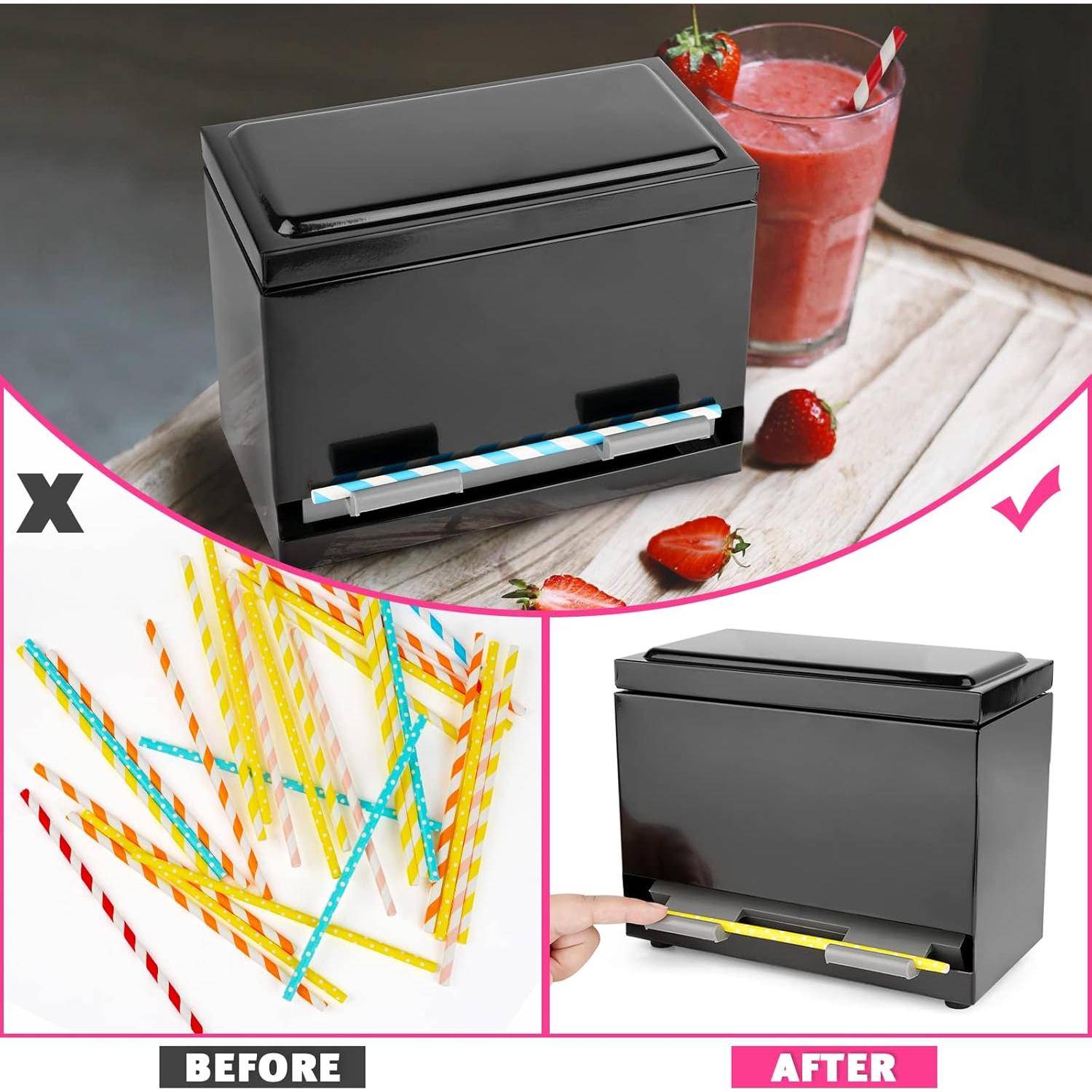 Dispensador de Pajitas Reutilizables Creproly Acero Inoxidable Negro