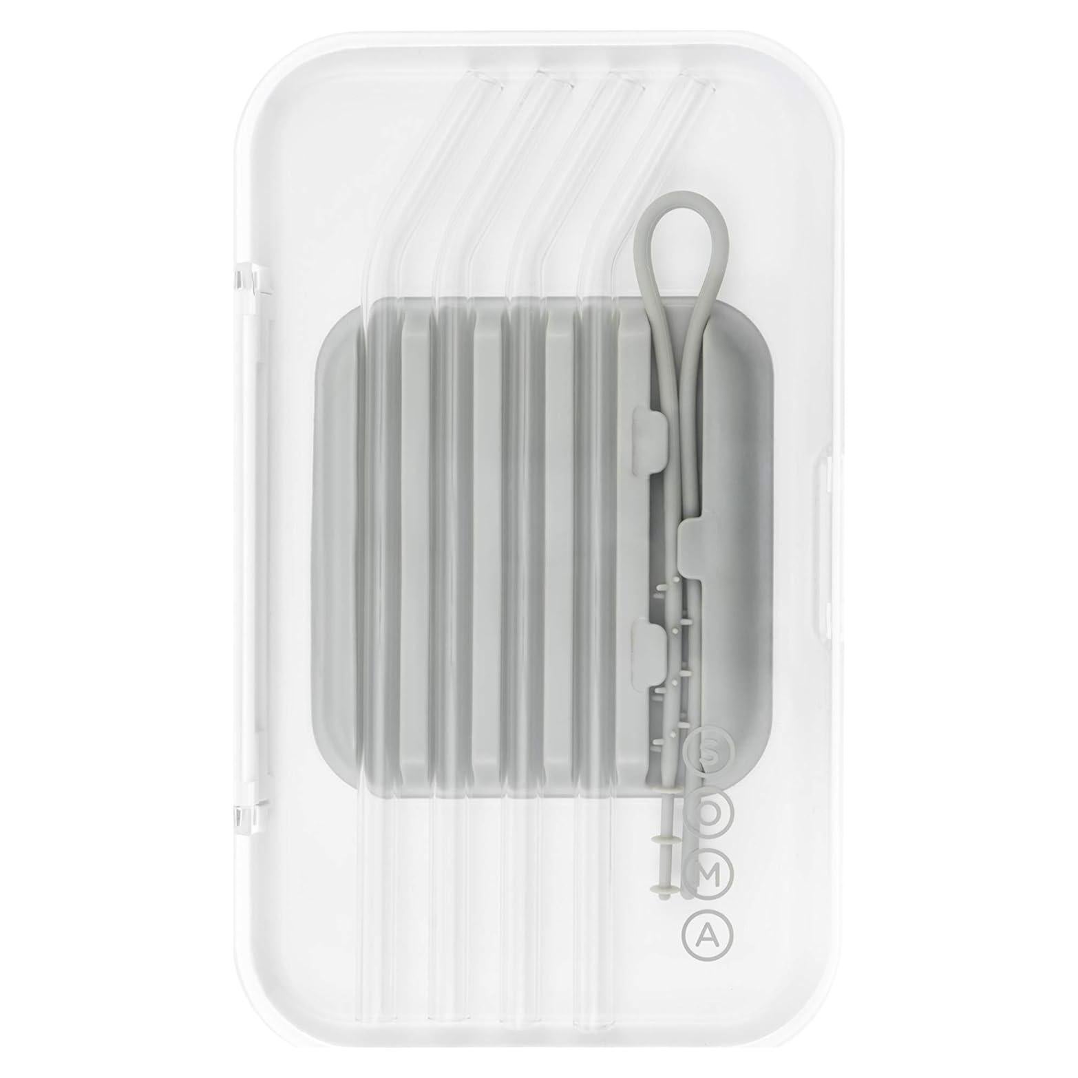 Juego de Pajitas de Vidrio Soma Set de 4 con Estuche y Limpieza