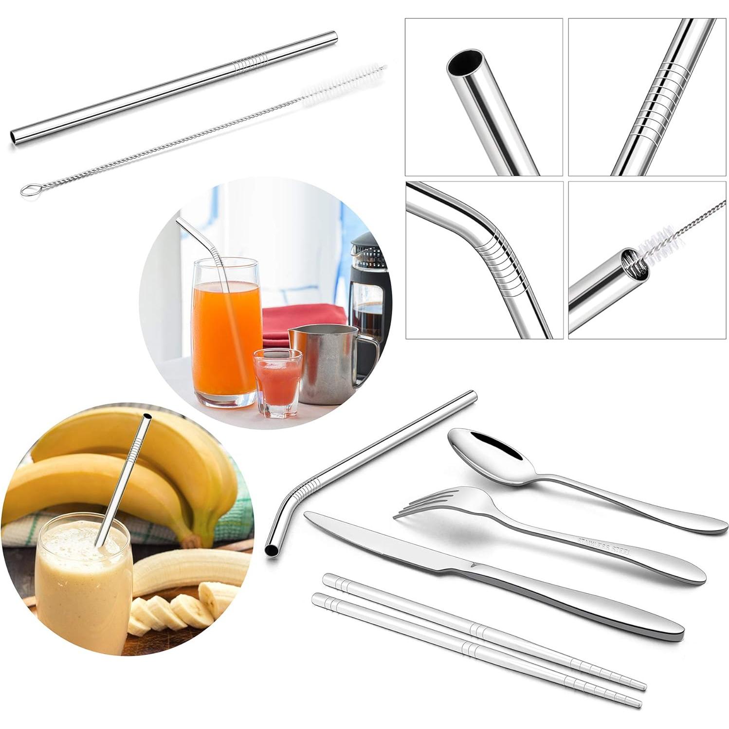 Set de Utensilios de Viaje LIANYU 9 Piezas Acero Inoxidable Azul