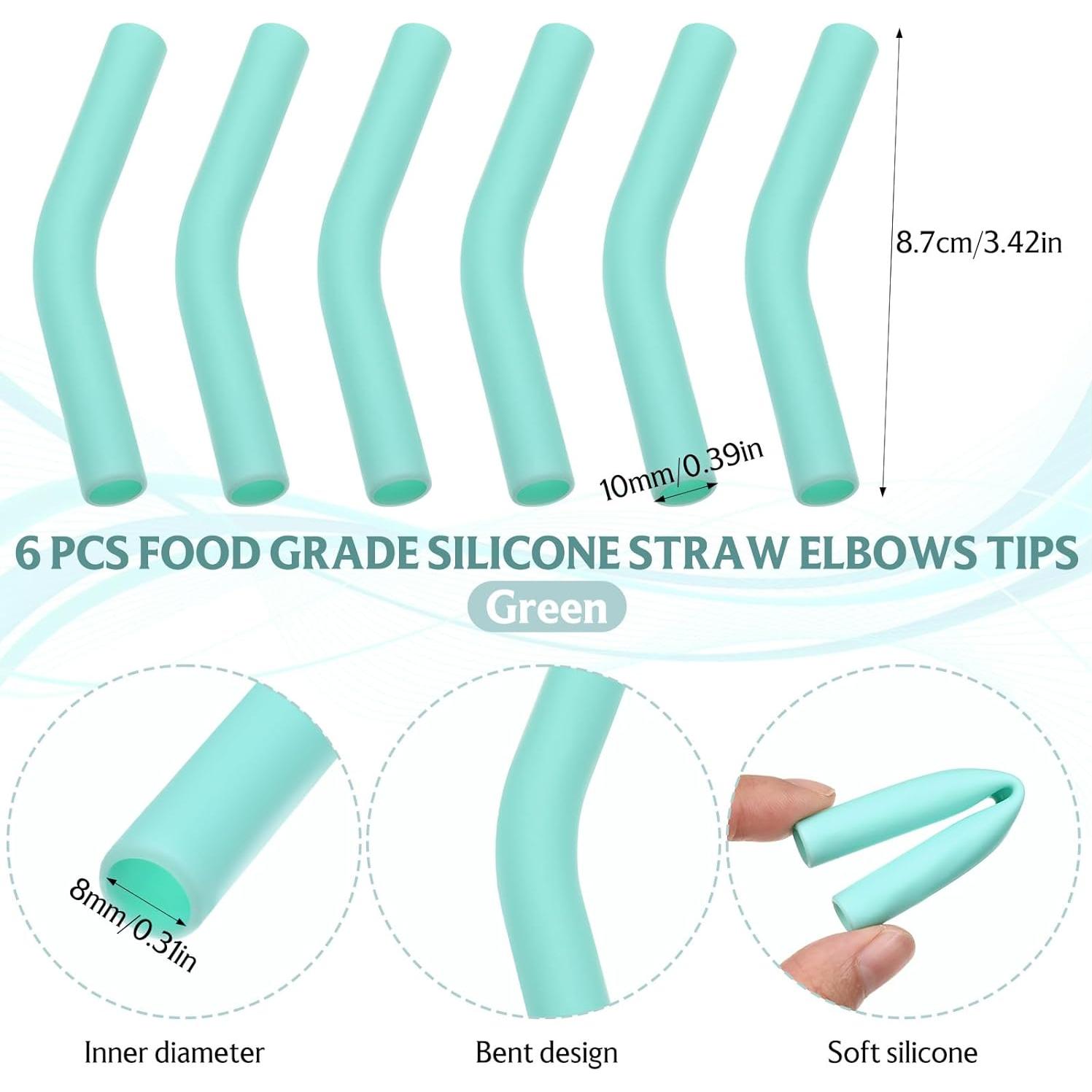 6 Puntas de Silicona Verde para Pajitas de Metal SynHHergyx