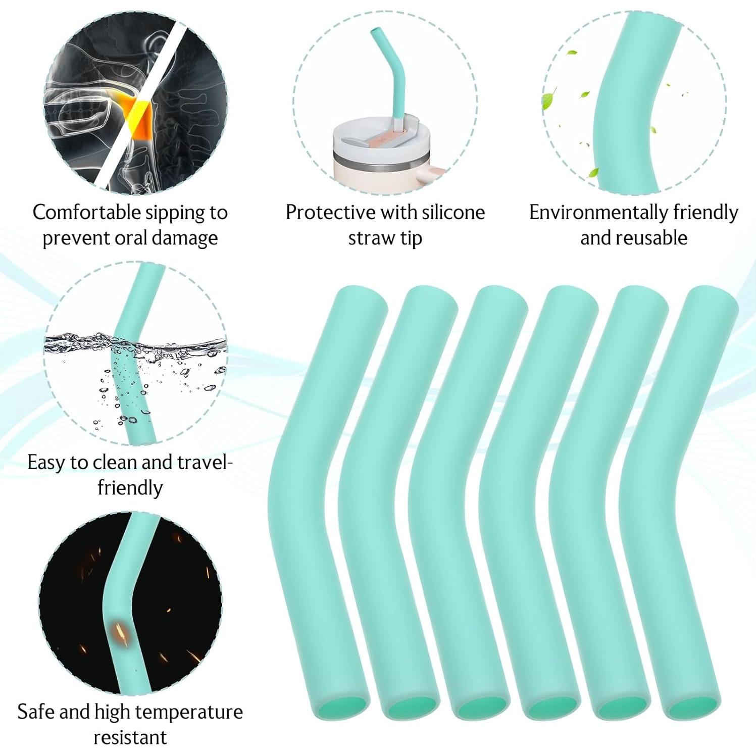 6 Puntas de Silicona Verde para Pajitas de Metal SynHHergyx