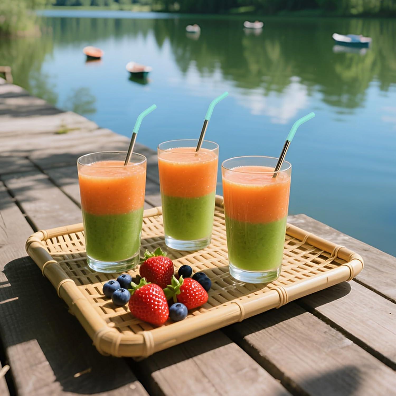 6 Puntas de Silicona Verde para Pajitas de Metal SynHHergyx