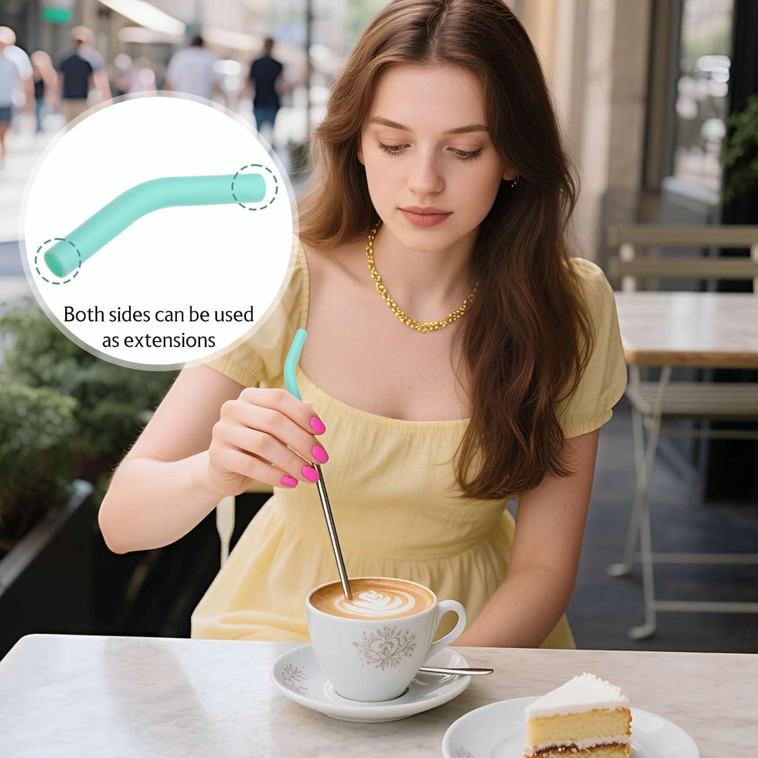 6 Puntas de Silicona Verde para Pajitas de Metal SynHHergyx