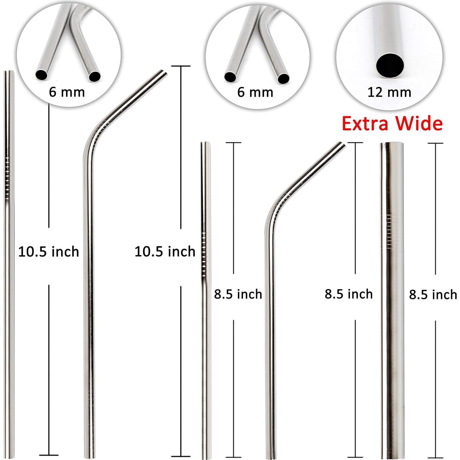 Pajitas Reutilizables de Acero Inoxidable Youngever - 12 Piezas