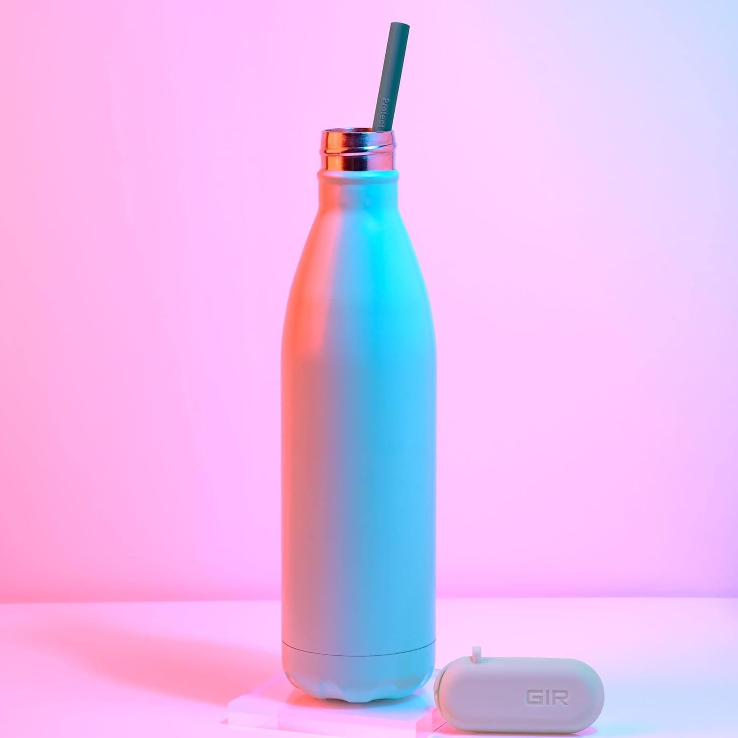 Pajitas de Silicona Reutilizables GIR 2-Pack con Estuche y Limpiador