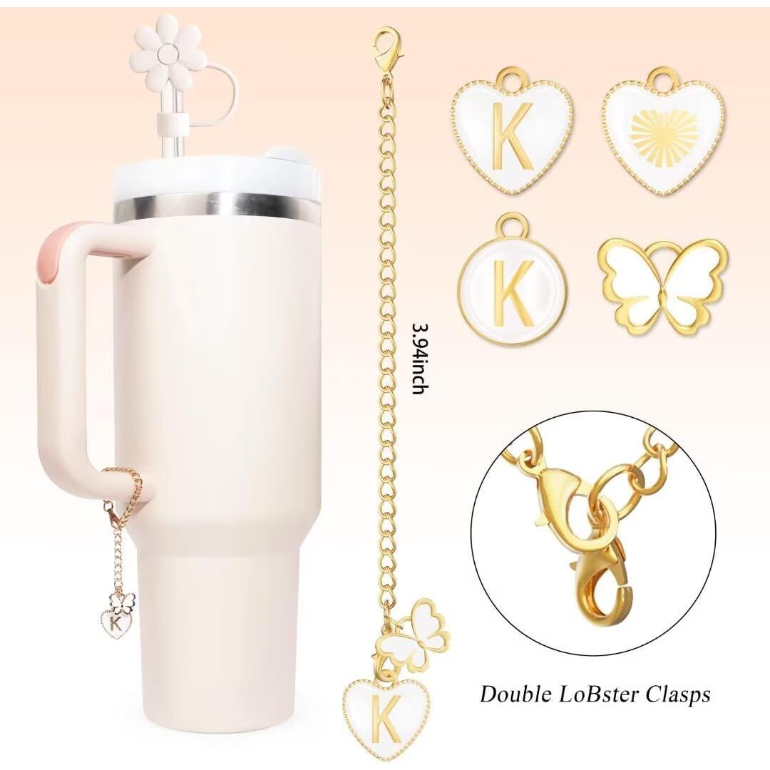 Accesorios para Taza Stanley ANLABESY - 4 Cubiertas de Pajilla y 2 Encantos de Letra