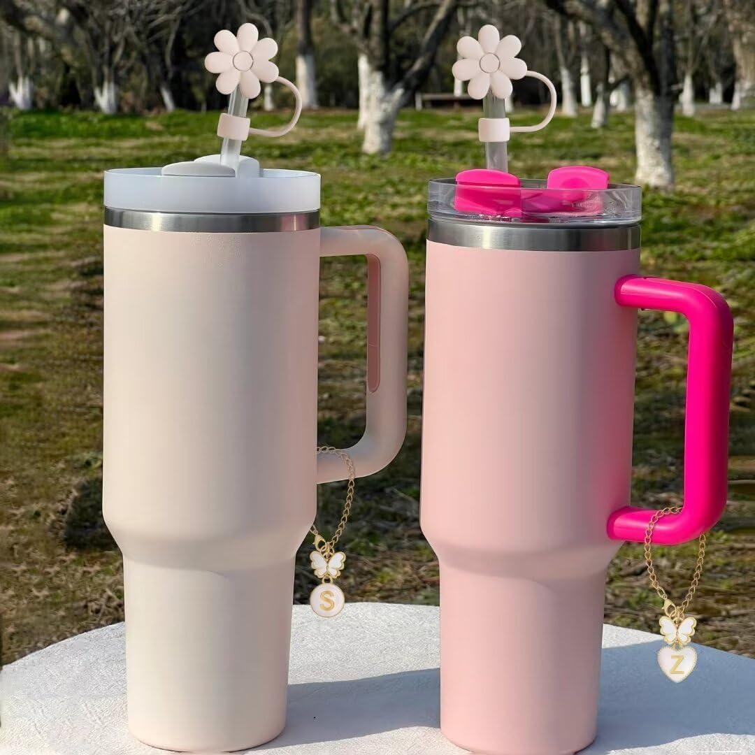 Accesorios para Taza Stanley ANLABESY - 4 Cubiertas de Pajilla y 2 Encantos de Letra