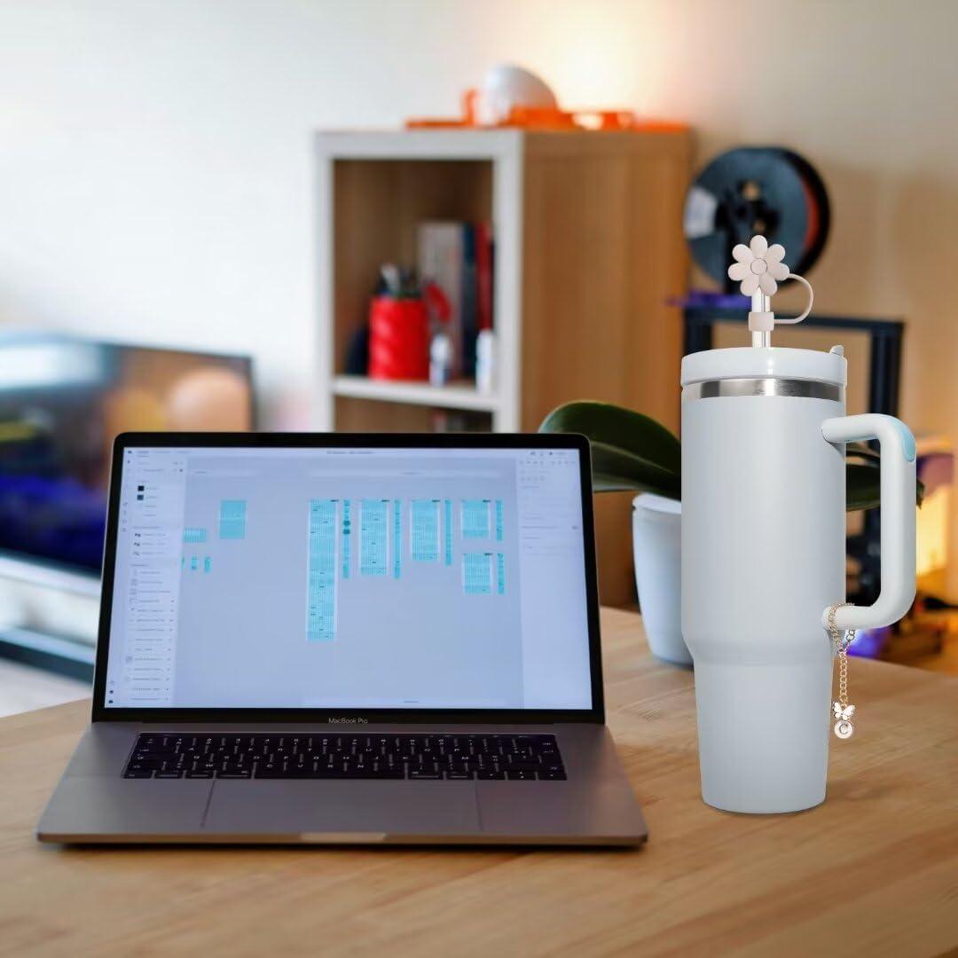 Accesorios para Taza Stanley ANLABESY - 4 Cubiertas de Pajilla y 2 Encantos de Letra