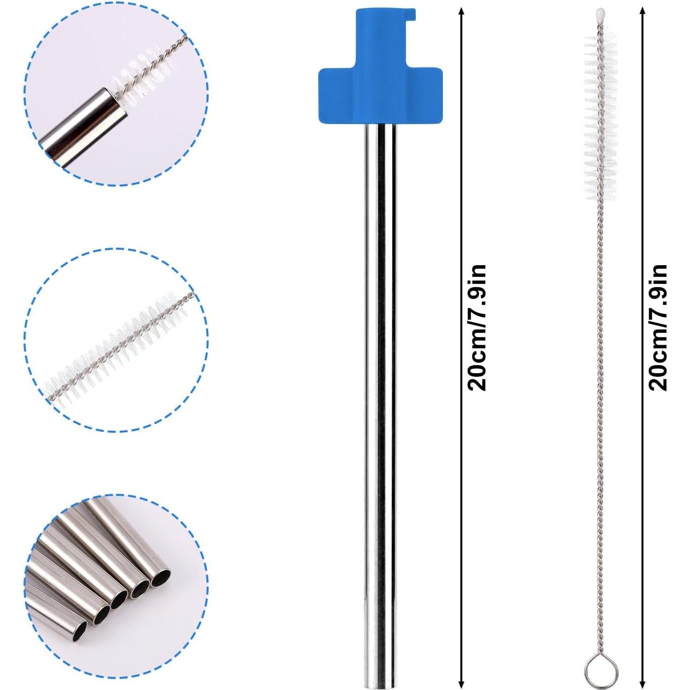 4 Pajitas Reutilizables Acero Inoxidable Lyreh 20cm Azul