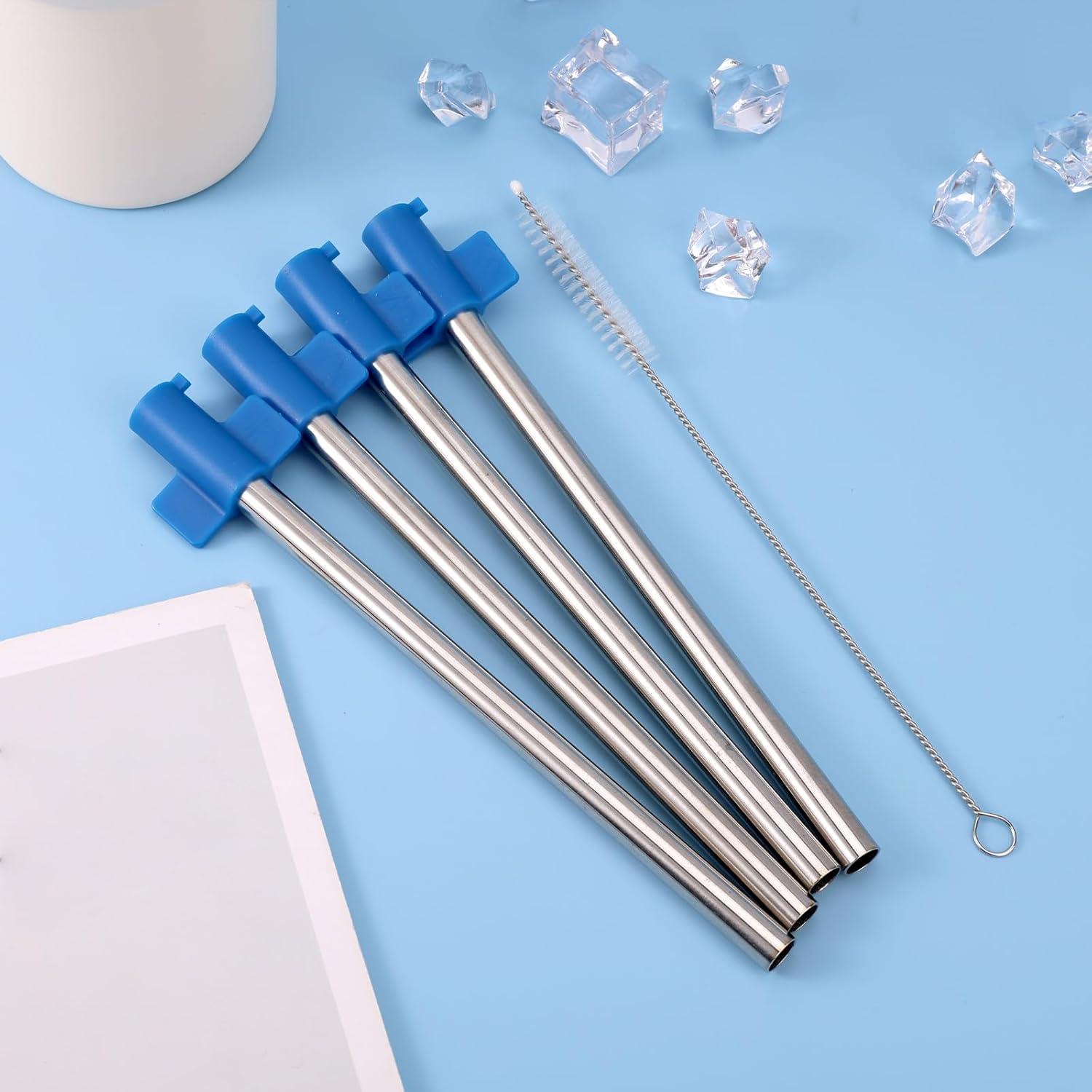 4 Pajitas Reutilizables Acero Inoxidable Lyreh 20cm Azul