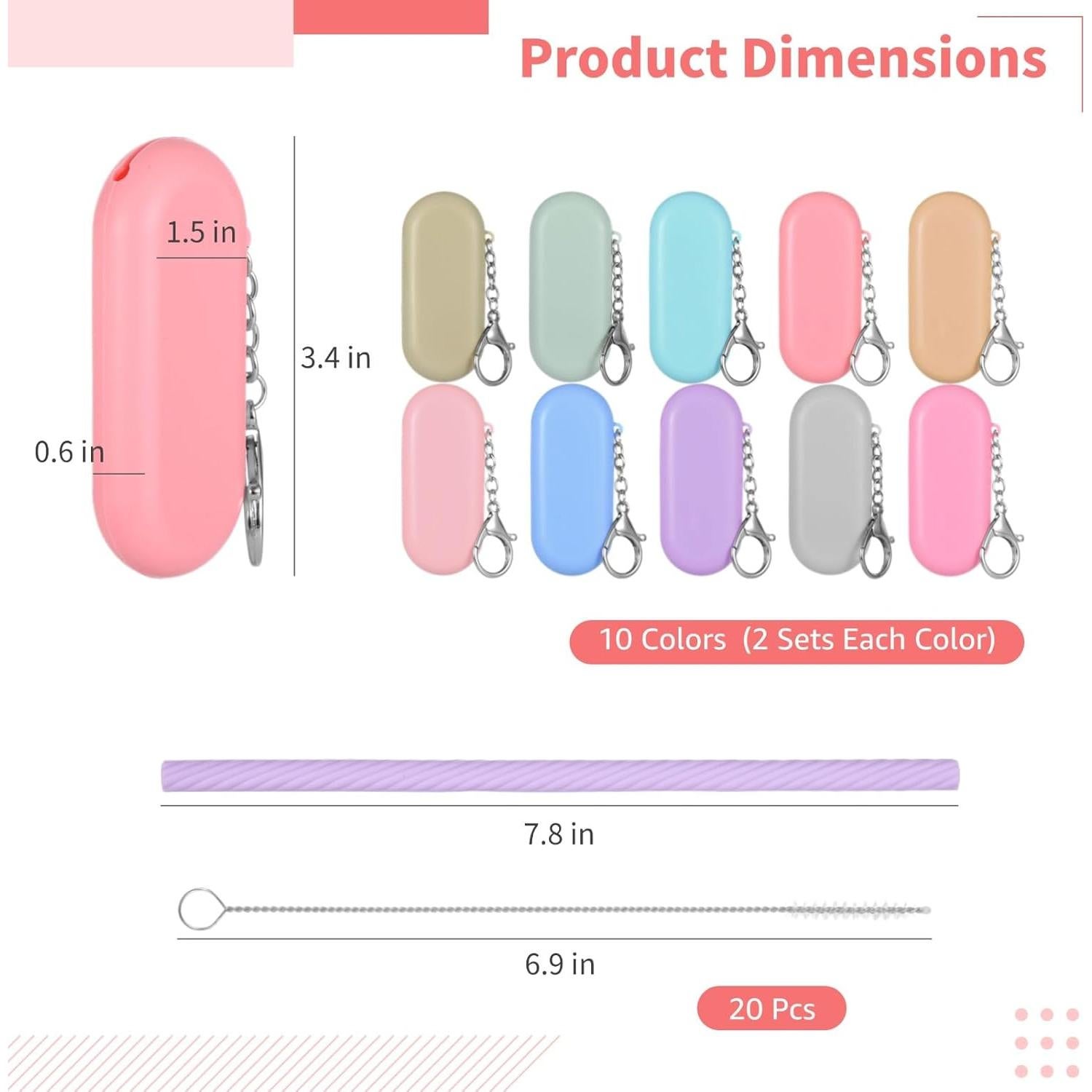 20 Pajitas de Silicona Reutilizables Homaisson con Fundas y Cepillos