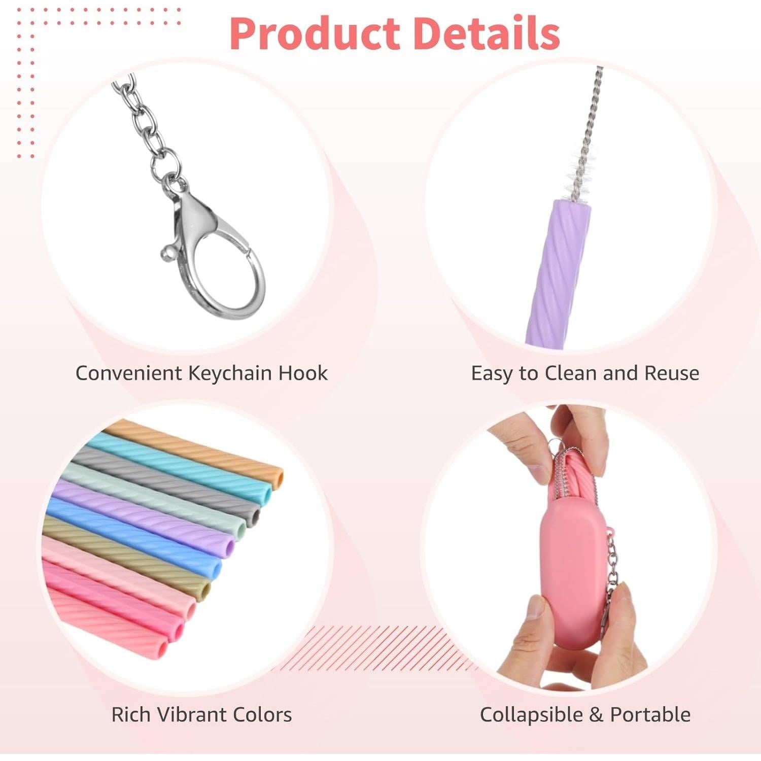 20 Pajitas de Silicona Reutilizables Homaisson con Fundas y Cepillos