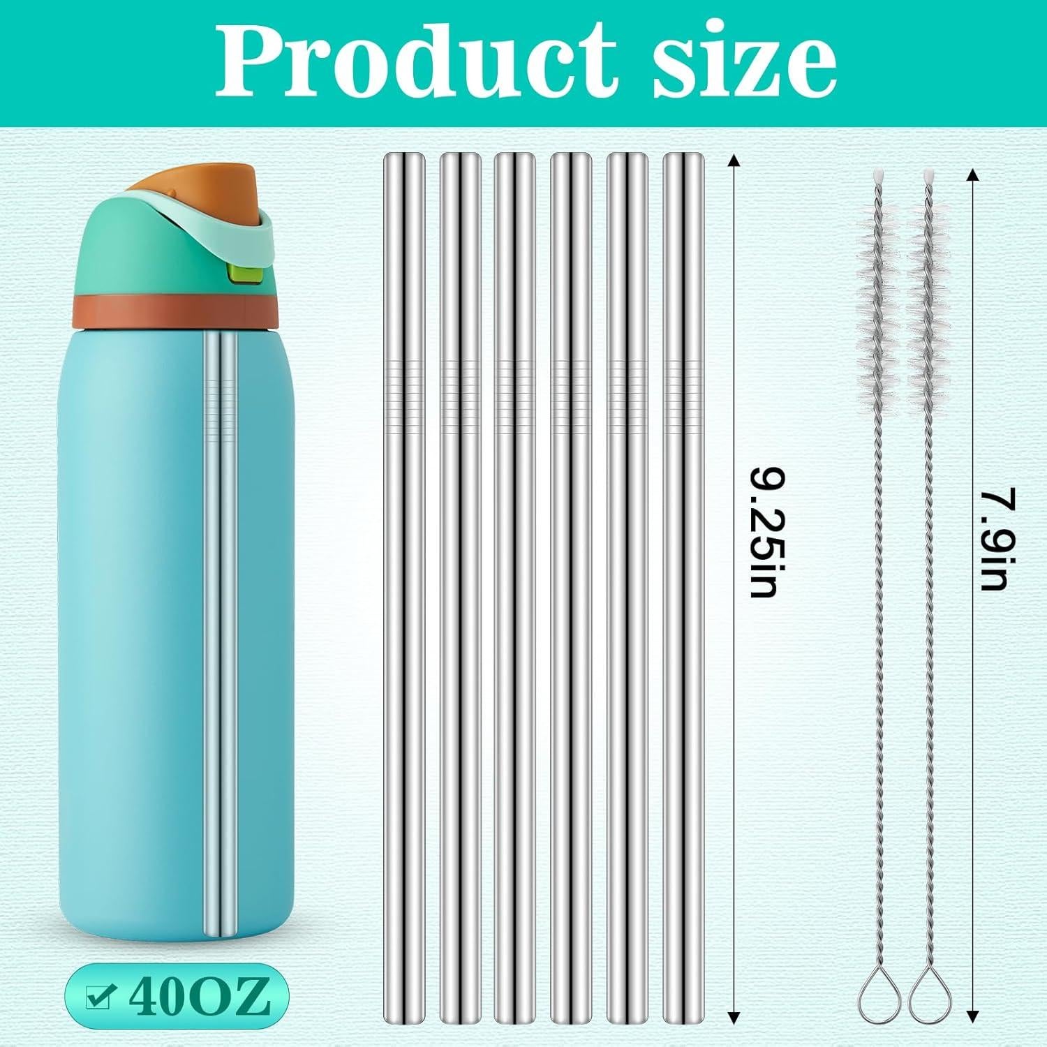 Popotes de Acero Inoxidable Mity Rain 8PCS para Owala 40oz