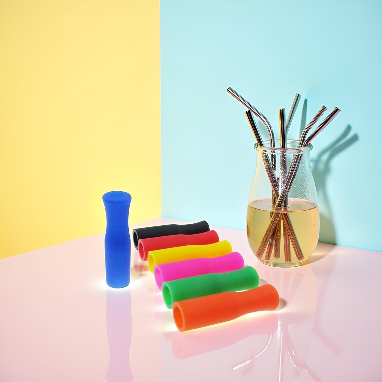 20 Tapas de Silicona Coloridas Rosojodg para Popotes de 6mm