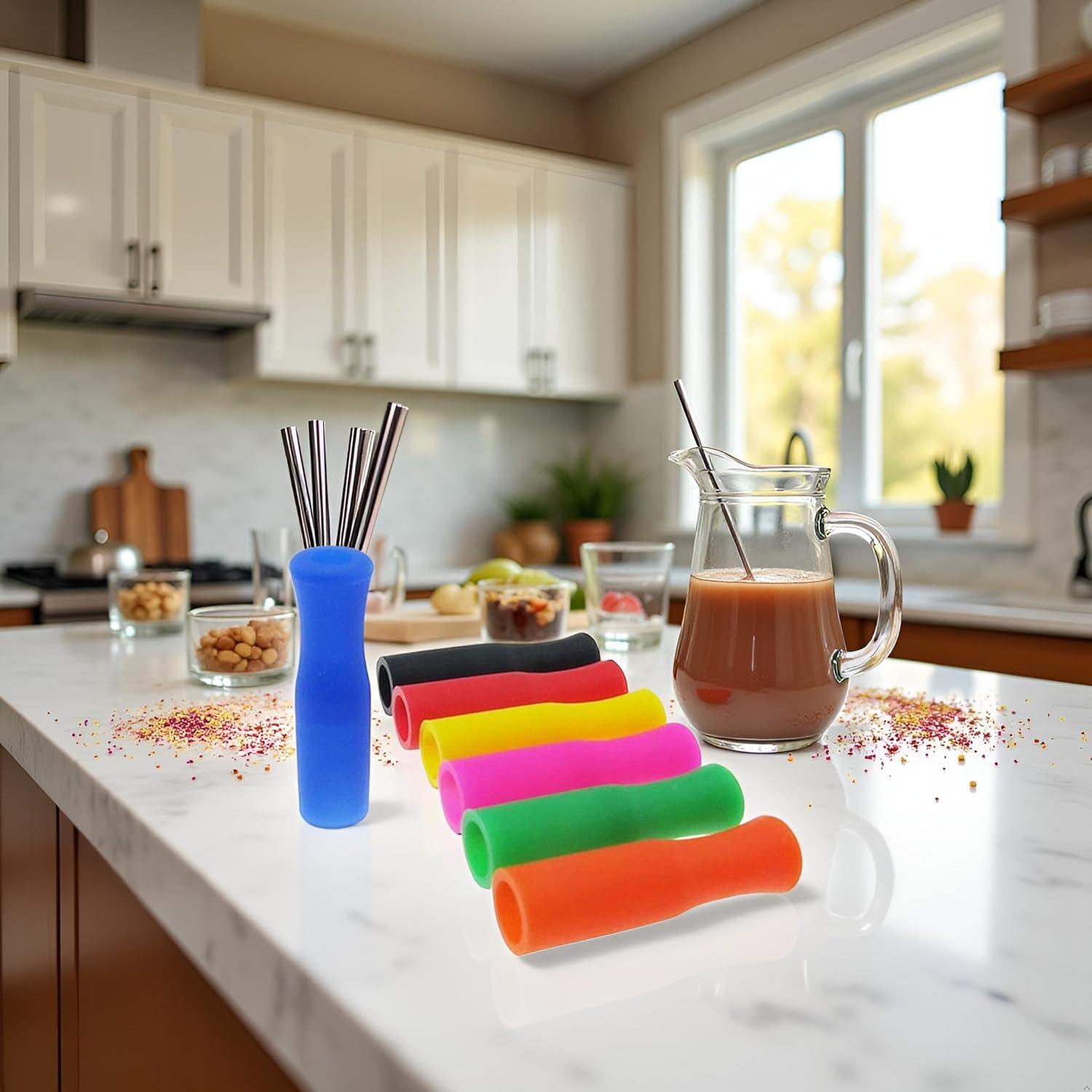 20 Tapas de Silicona Coloridas Rosojodg para Popotes de 6mm