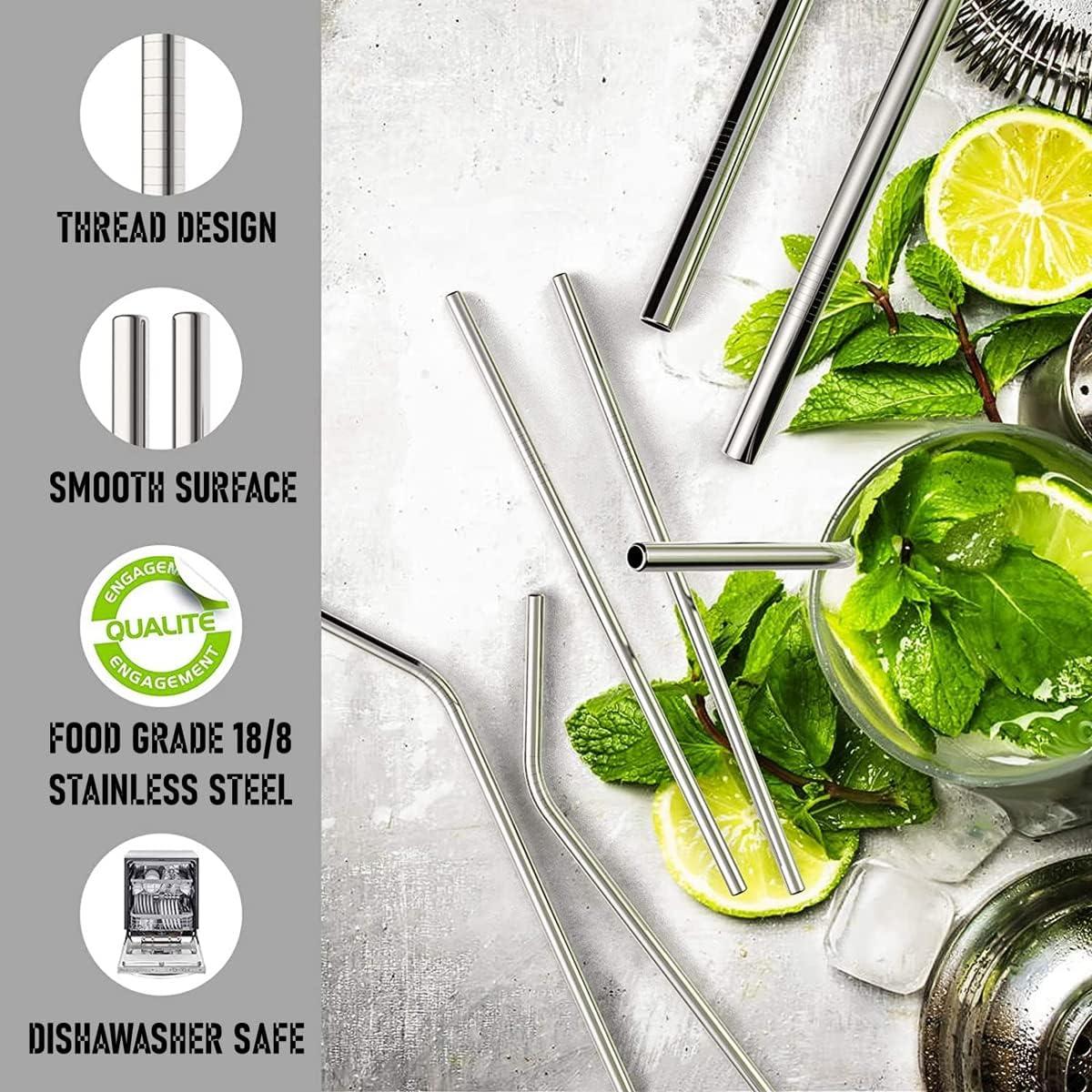 15 Pajitas de Metal Reutilizables LYthE con Cepillos - Arcoíris