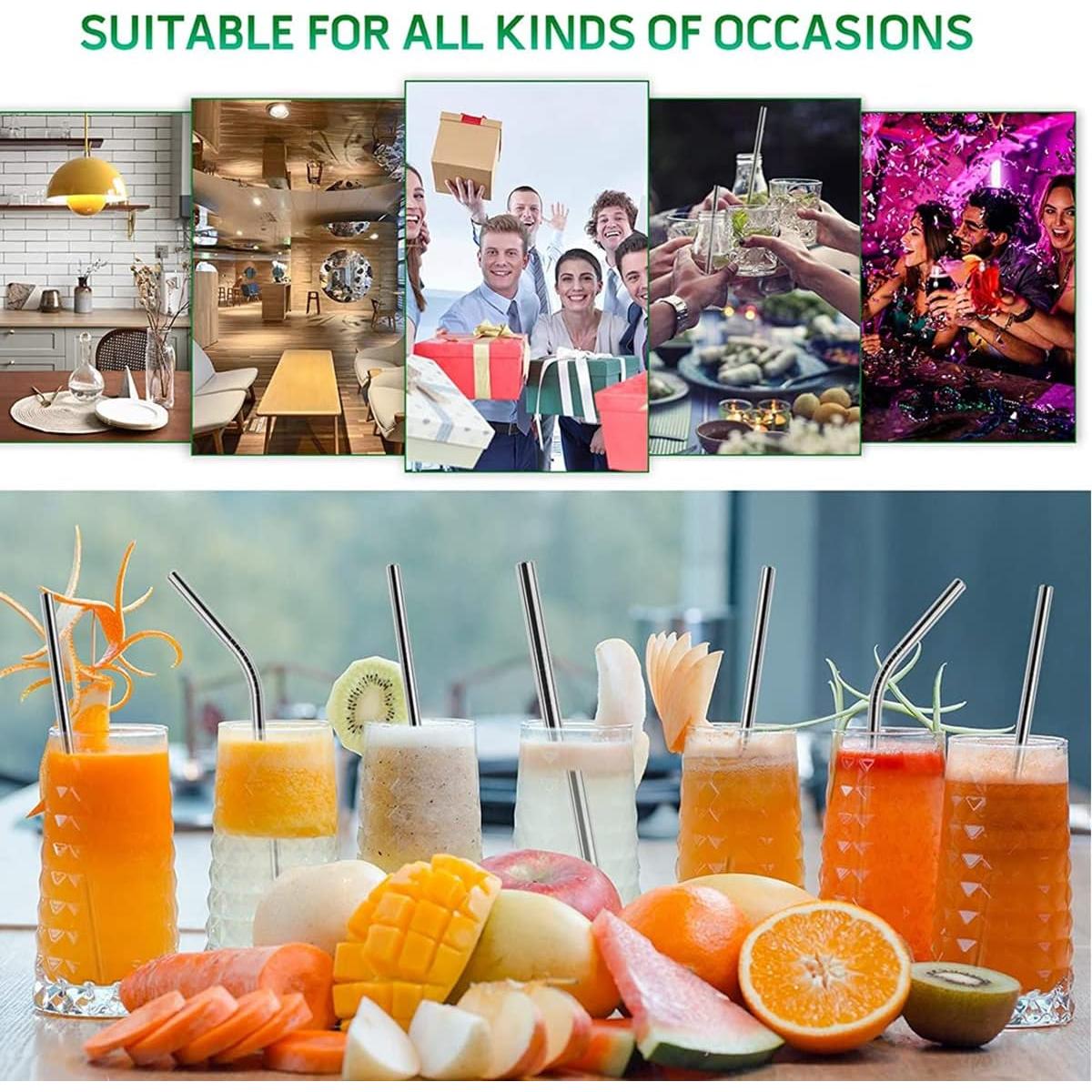 15 Pajitas de Metal Reutilizables LYthE con Cepillos - Arcoíris