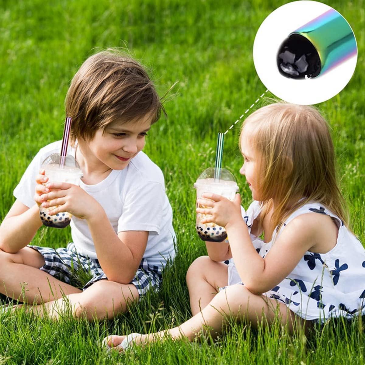 15 Pajitas de Metal Reutilizables LYthE con Cepillos - Arcoíris