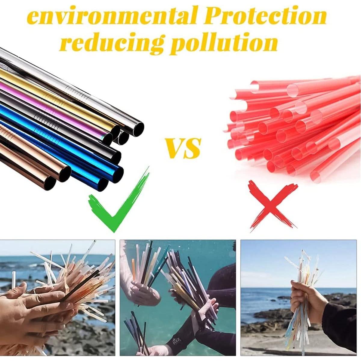 15 Pajitas de Metal Reutilizables LYthE con Cepillos - Arcoíris