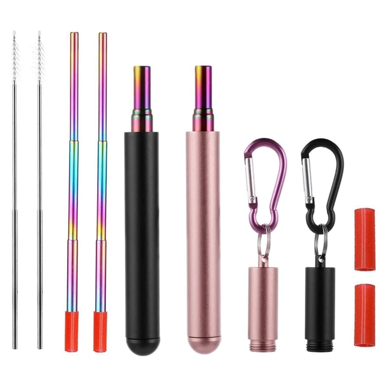 Popotes Telescópicos Reutilizables Chargenyang 2 Piezas Acero Inoxidable