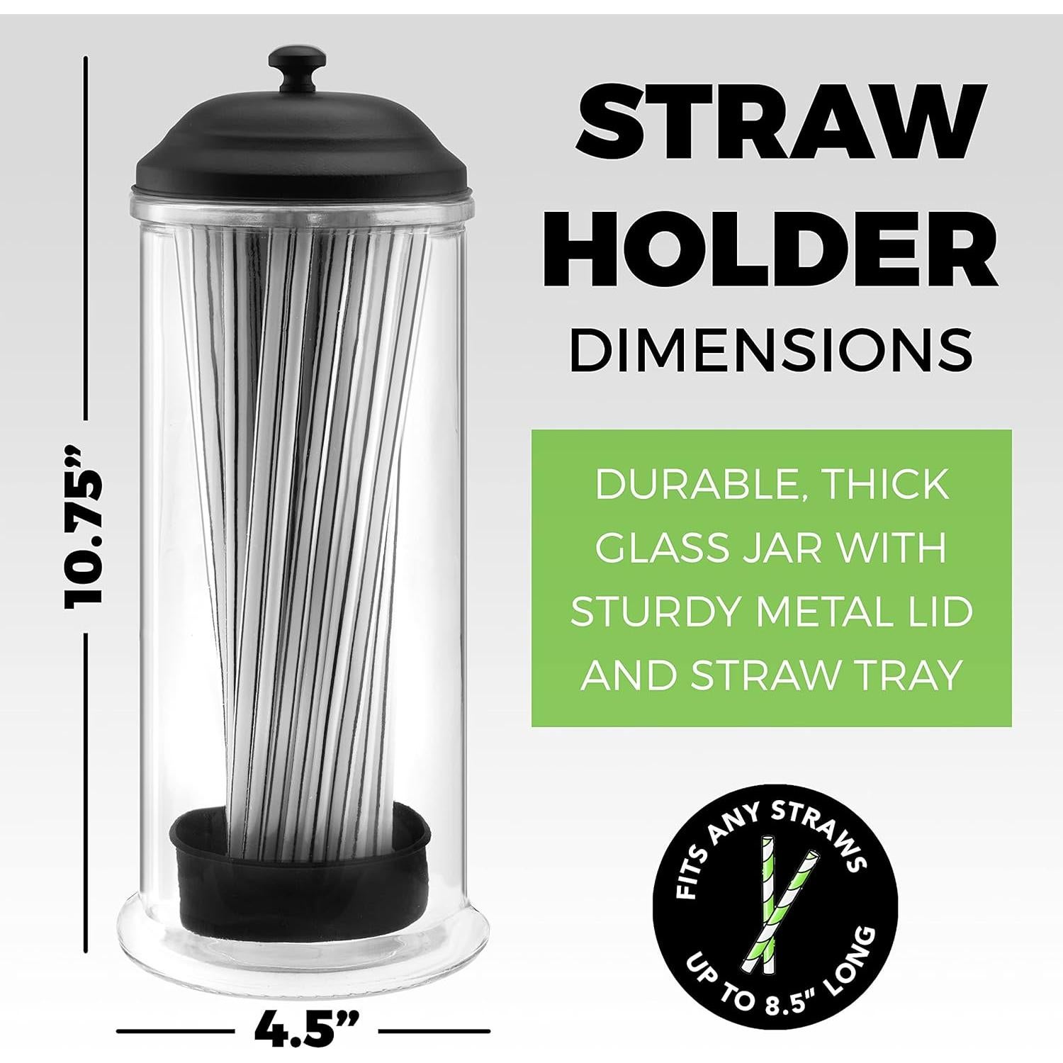 Dispensador de Pajitas de Acero Inoxidable GadgetWiz Negro