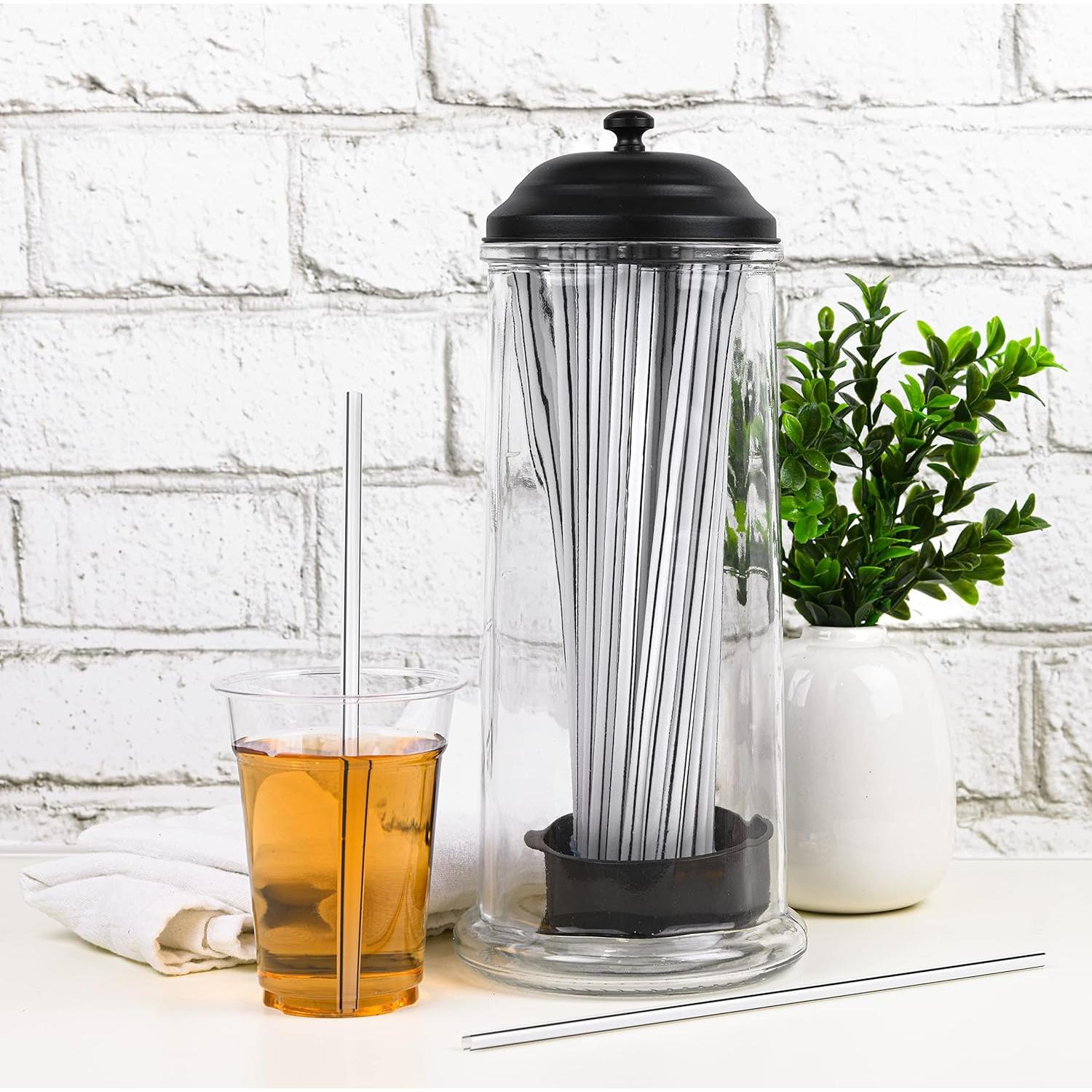 Dispensador de Pajitas de Acero Inoxidable GadgetWiz Negro