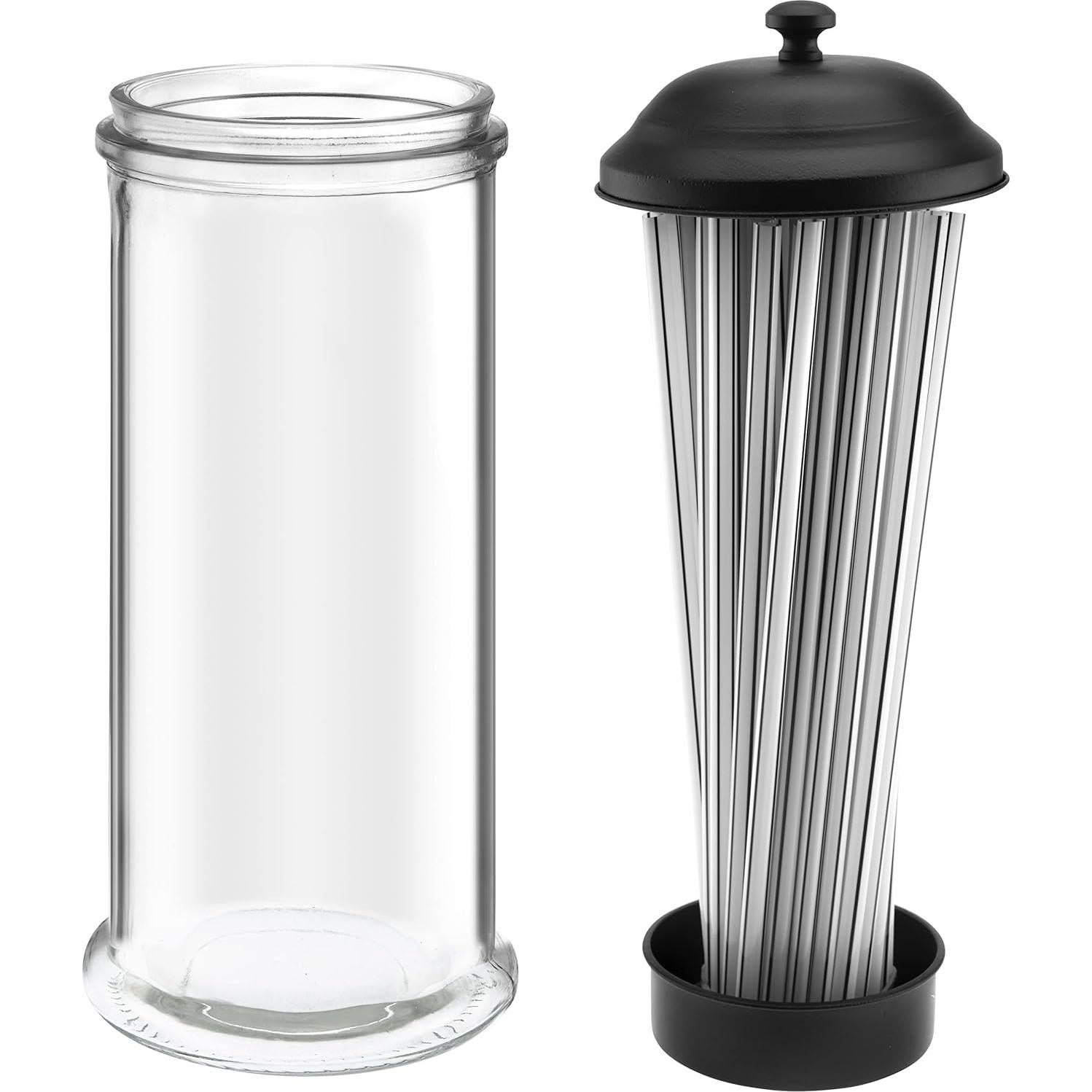 Dispensador de Pajitas de Acero Inoxidable GadgetWiz Negro