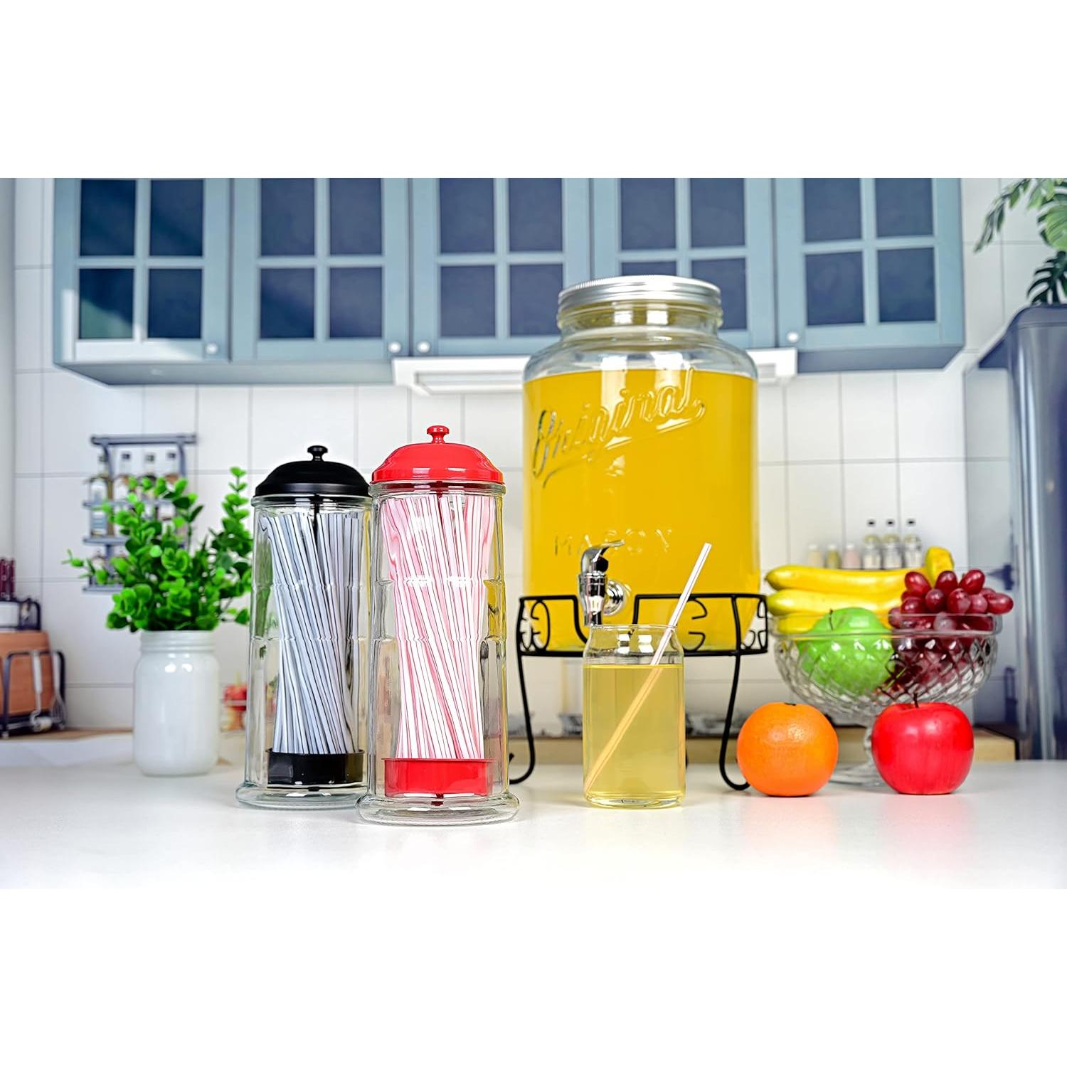 Dispensador de Pajitas de Acero Inoxidable GadgetWiz Negro