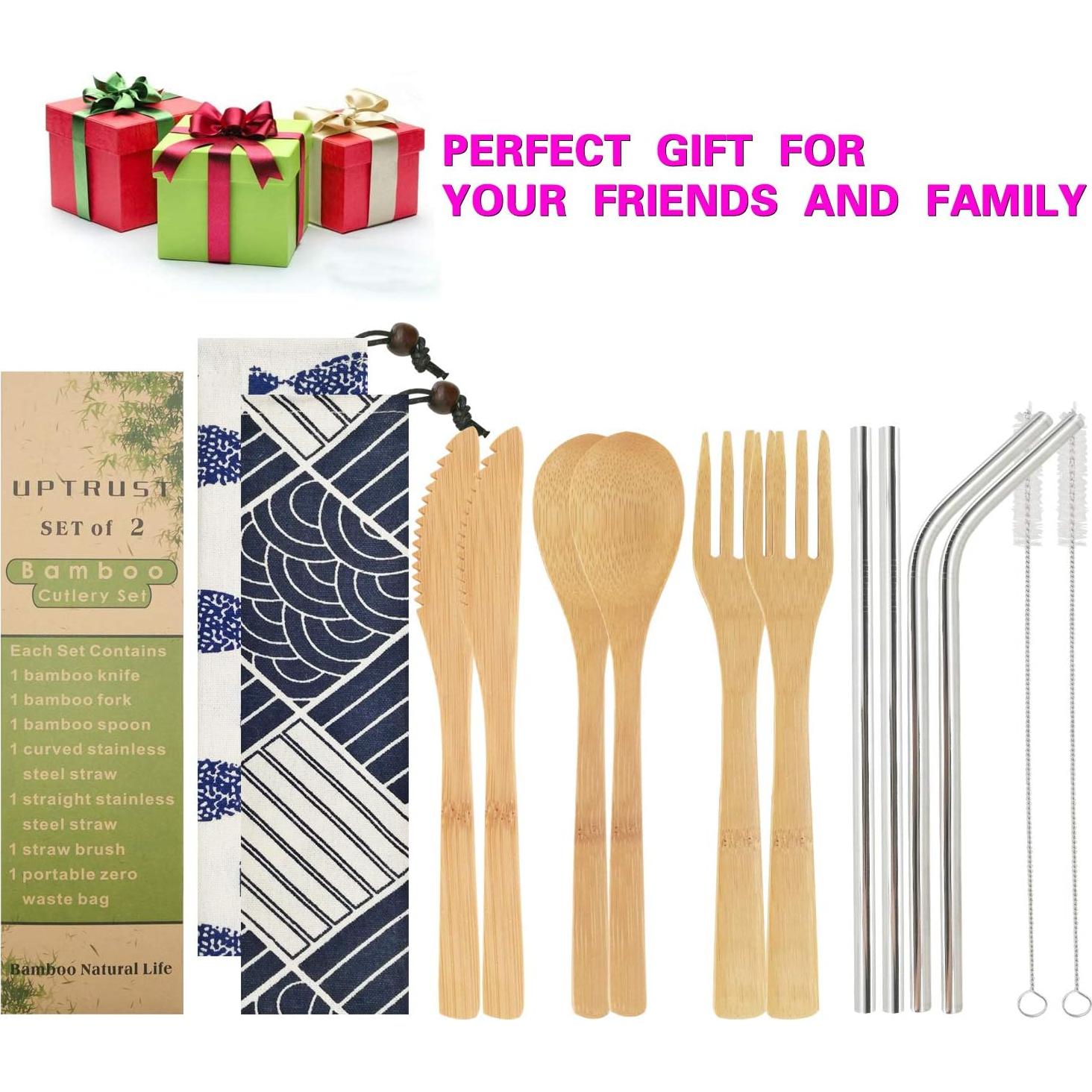Conjunto de Cubiertos de Bambú UPTRUST 6 Piezas con Estuche