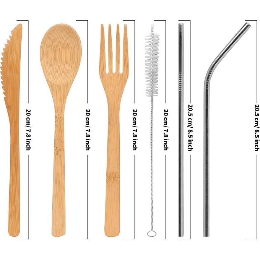 Conjunto de Cubiertos de Bambú UPTRUST 6 Piezas con Estuche