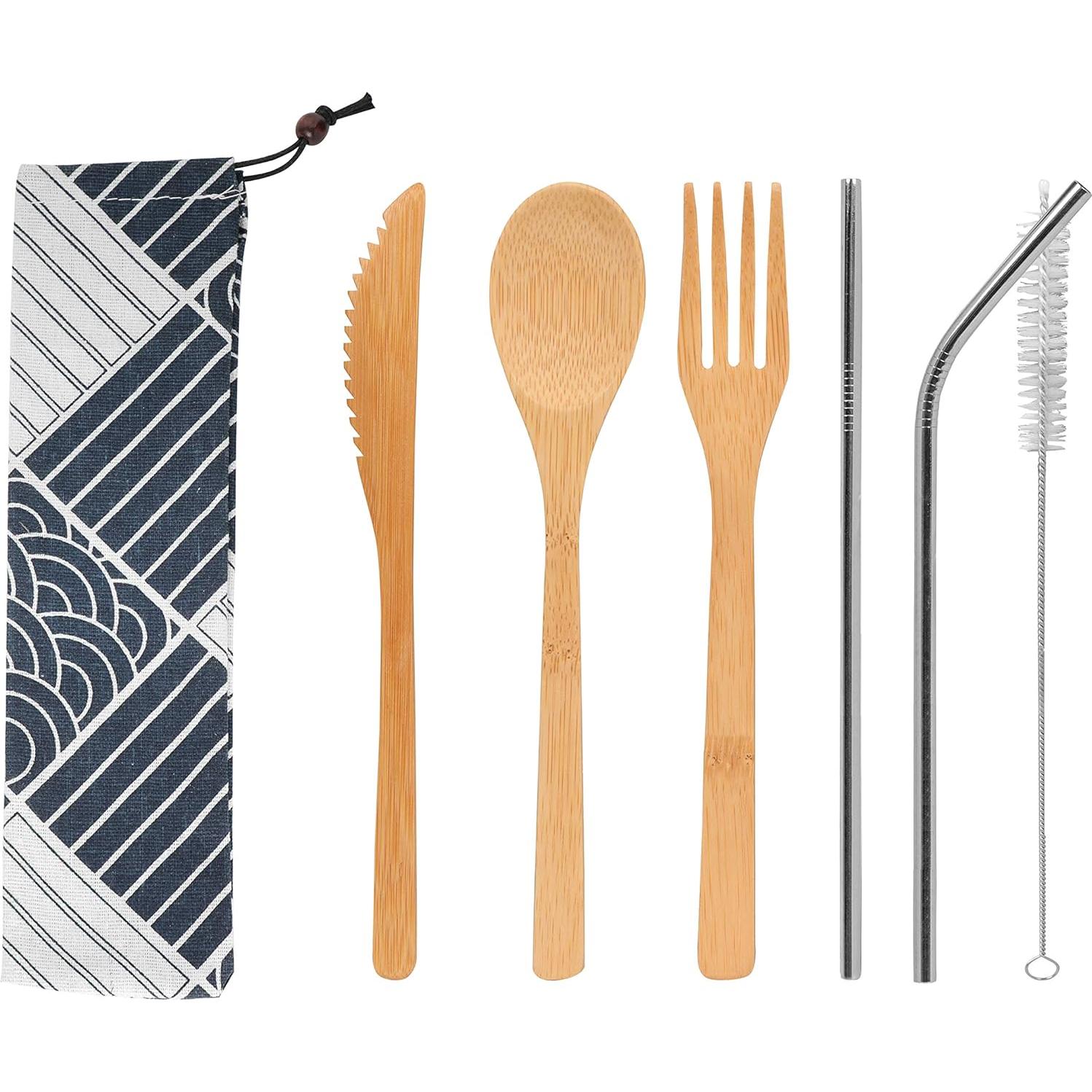 Conjunto de Cubiertos de Bambú UPTRUST 6 Piezas con Estuche